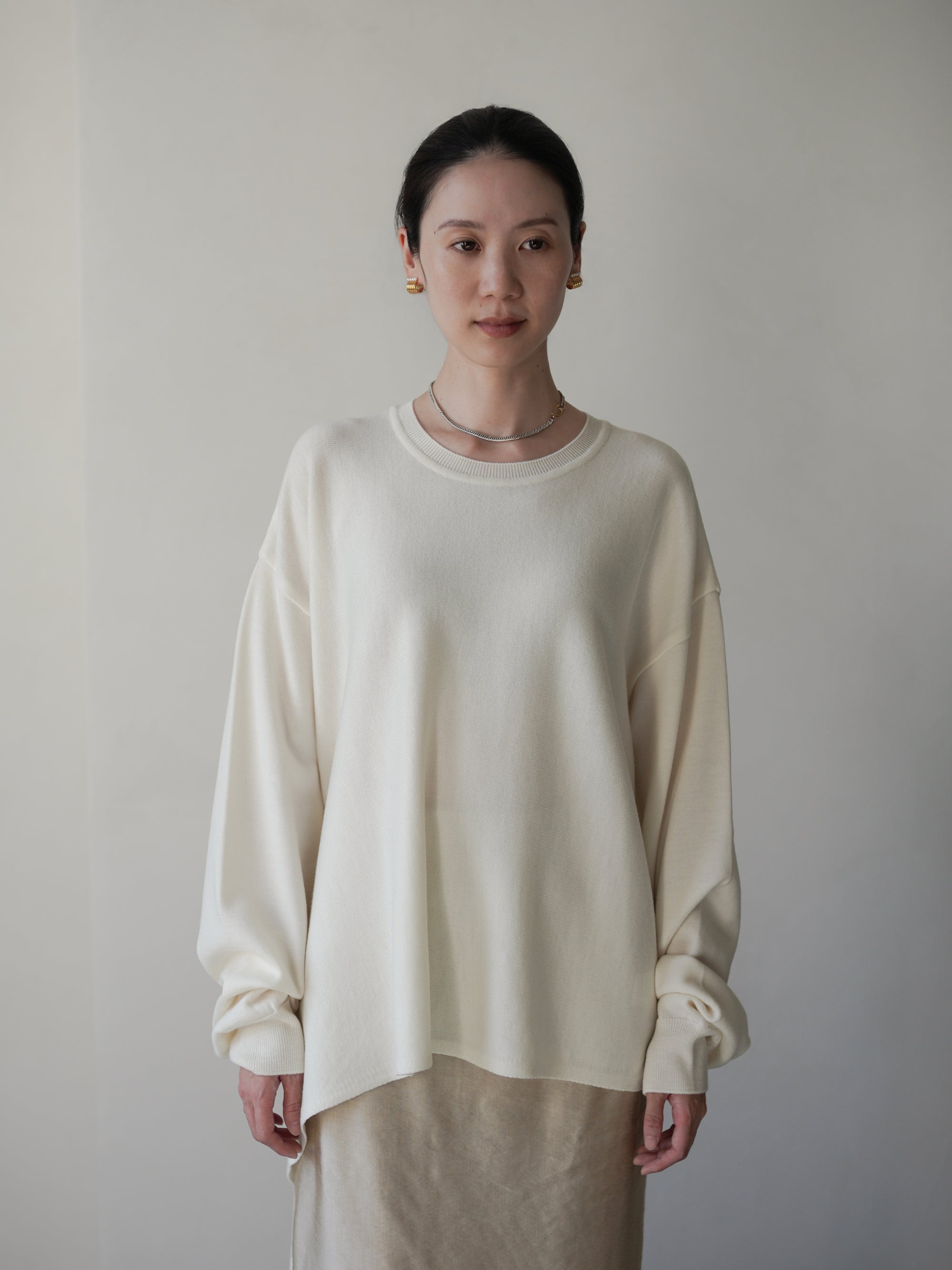 Anemo 側綁帶美麗諾羊毛針織衫・象牙白