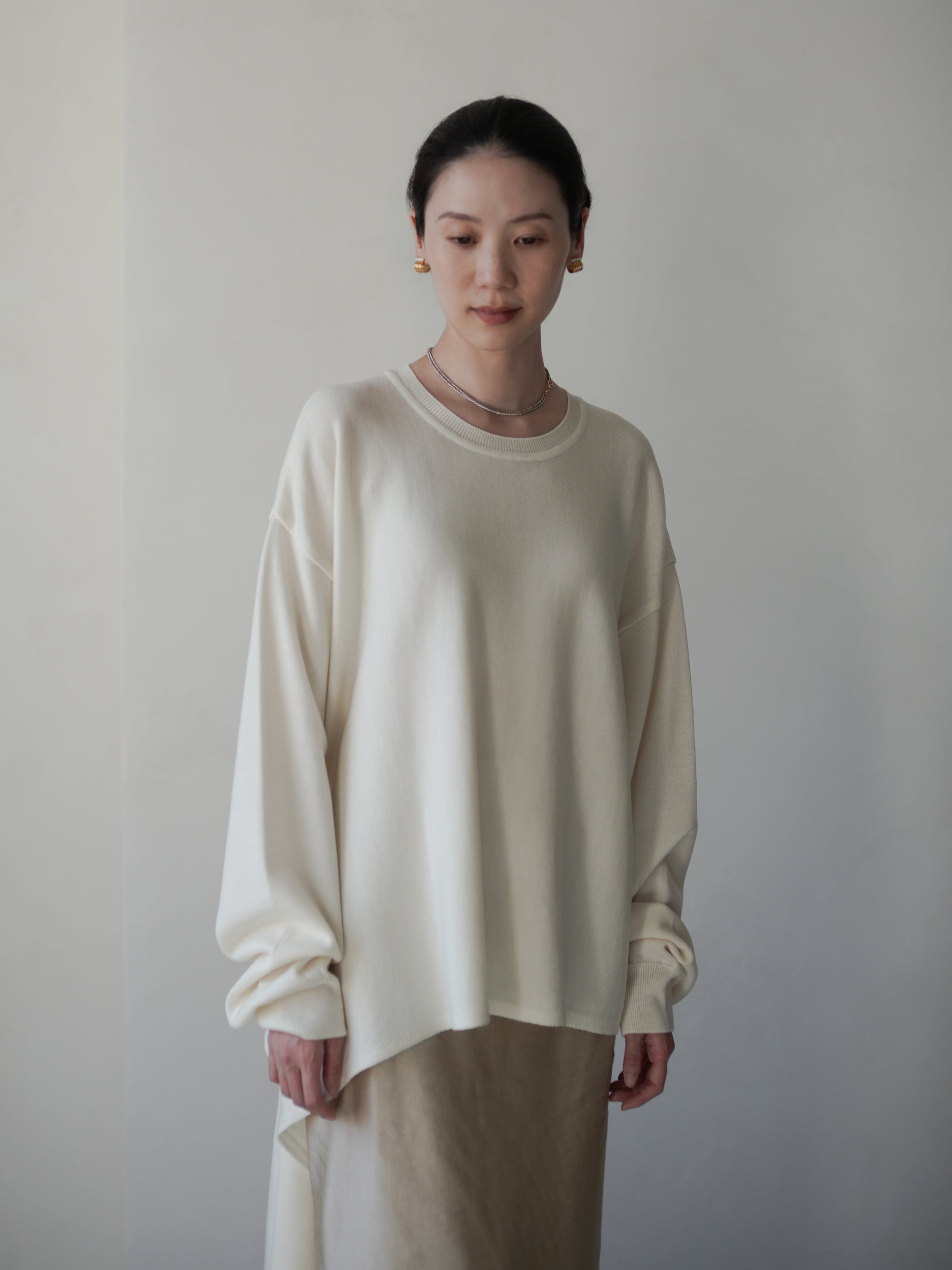 Anemo 側綁帶美麗諾羊毛針織衫・象牙白
