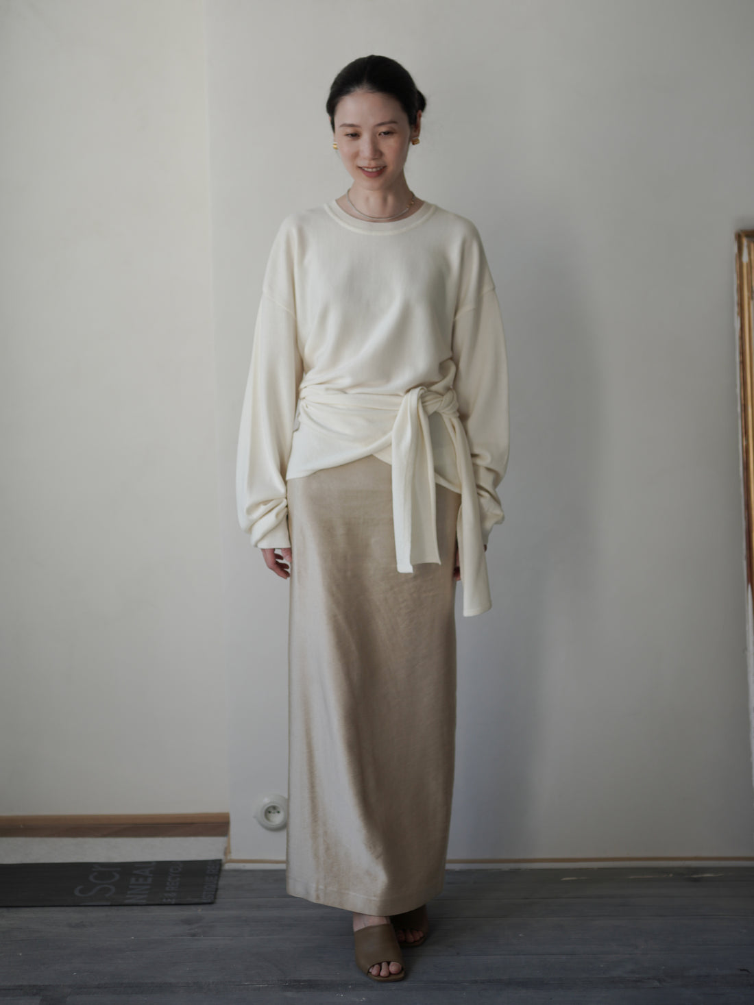 Anemo 側綁帶美麗諾羊毛針織衫・象牙白