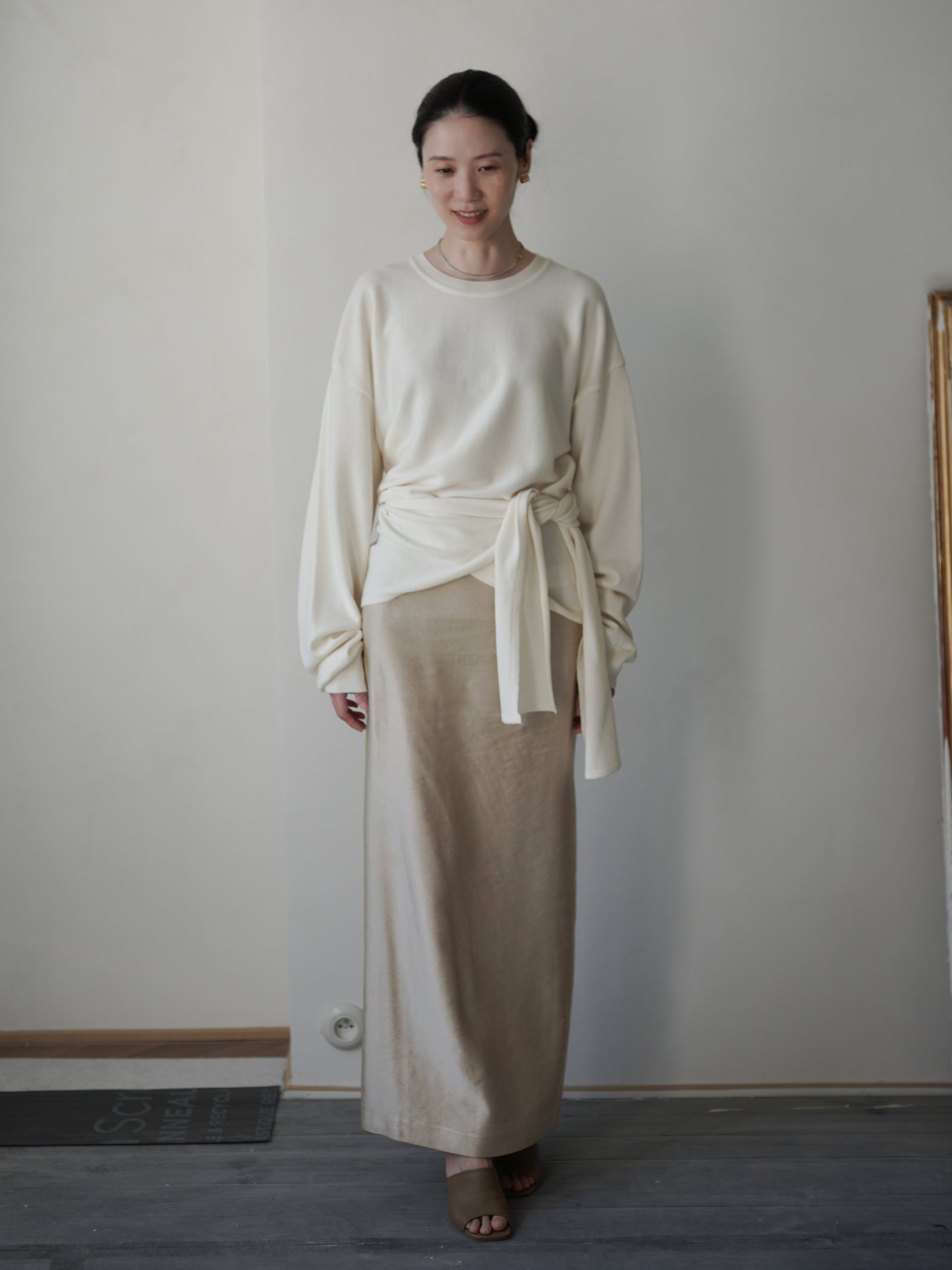Anemo 側綁帶美麗諾羊毛針織衫・象牙白