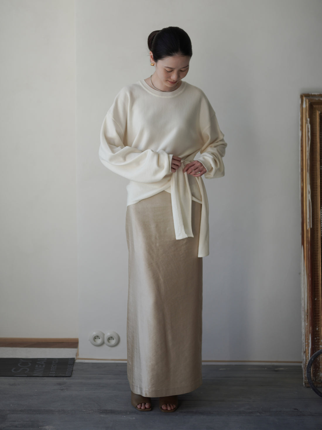 Anemo 側綁帶美麗諾羊毛針織衫・象牙白