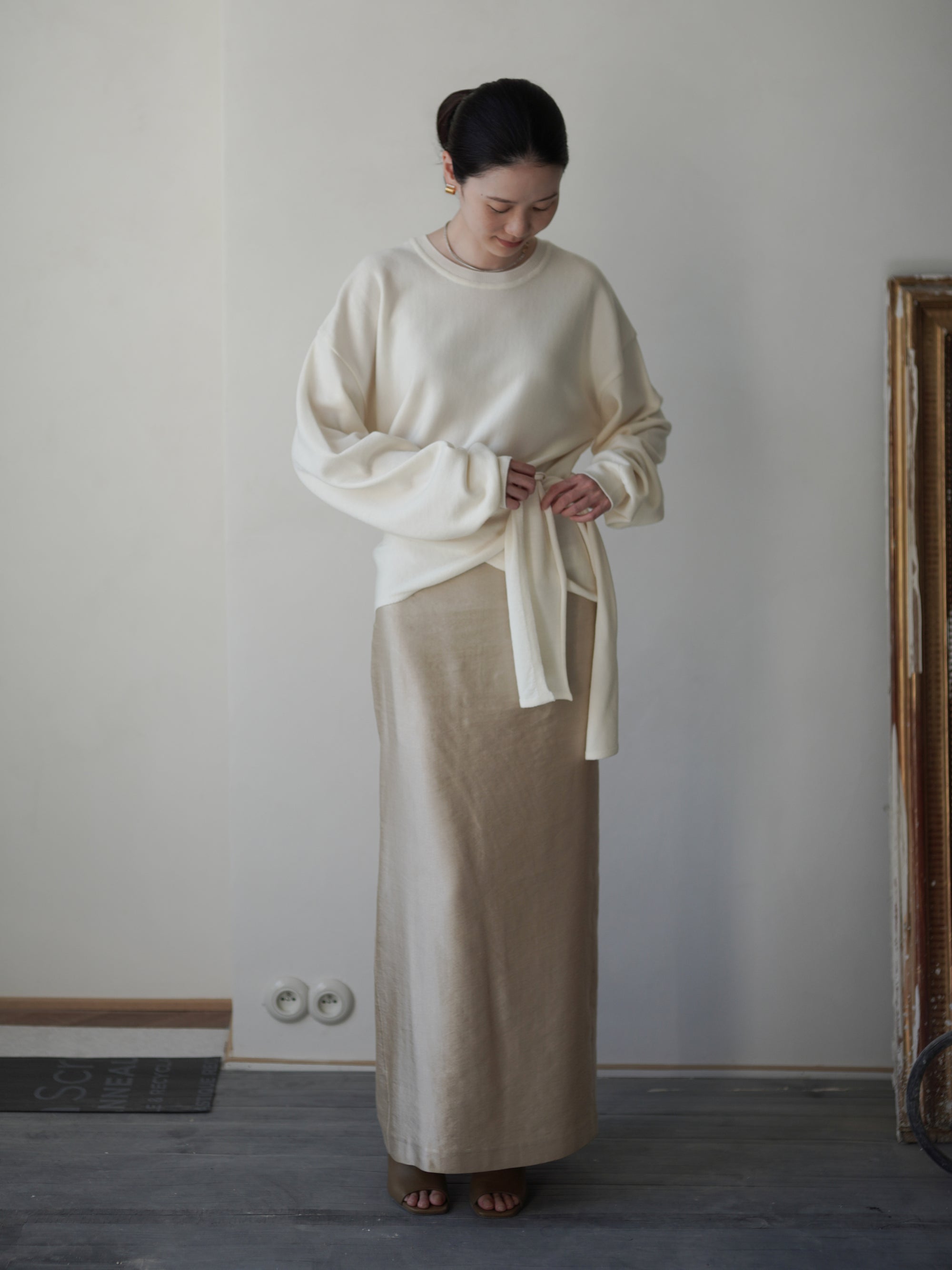 Anemo 側綁帶美麗諾羊毛針織衫・象牙白