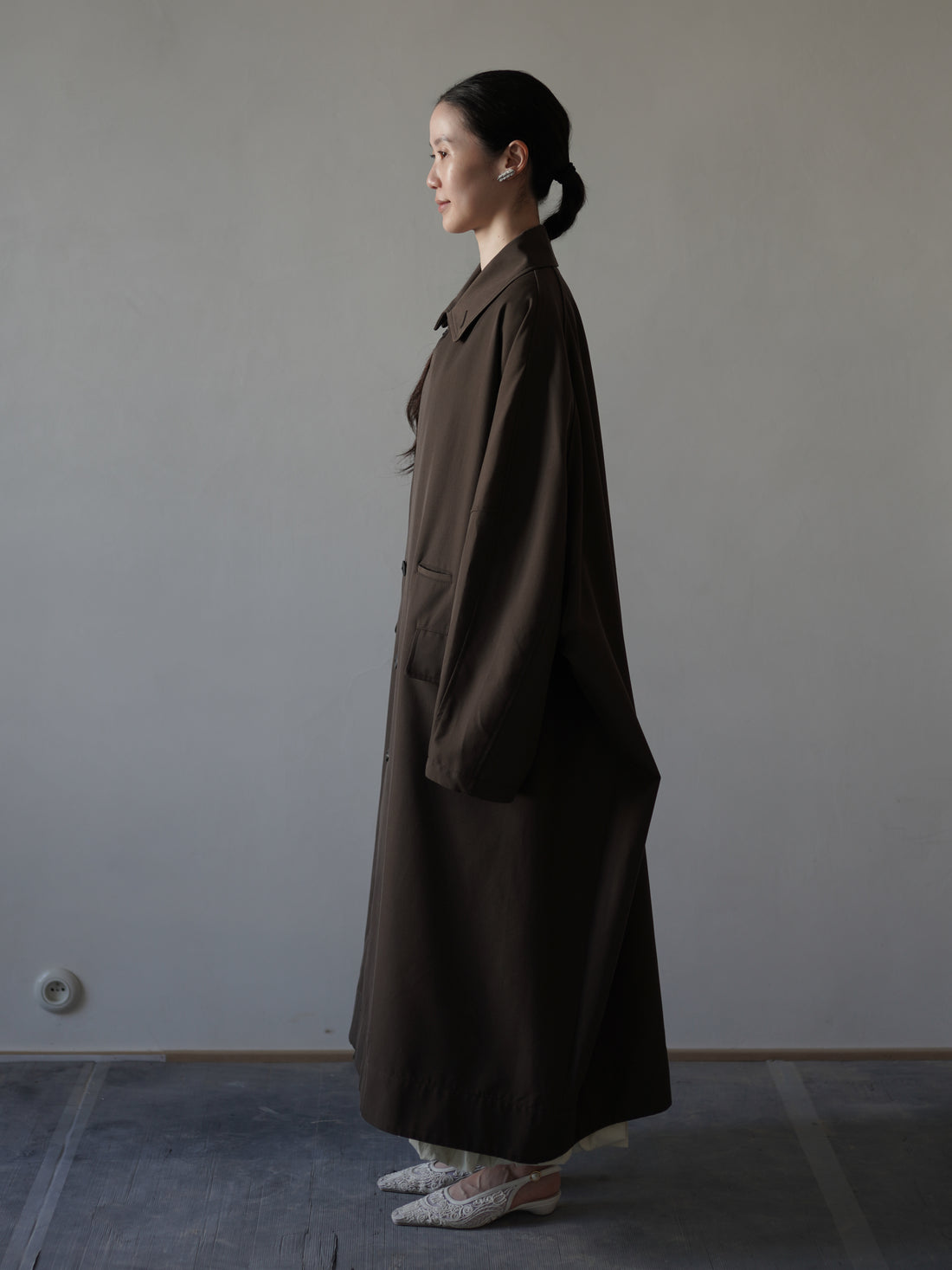 Wool Cotton Trench Coat・Khaki