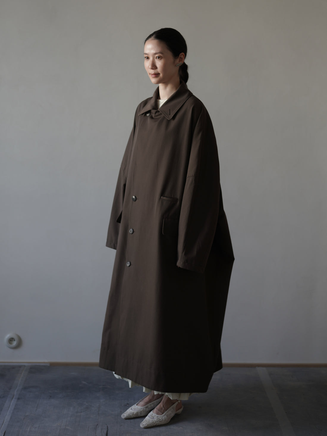 Wool Cotton Trench Coat・Khaki