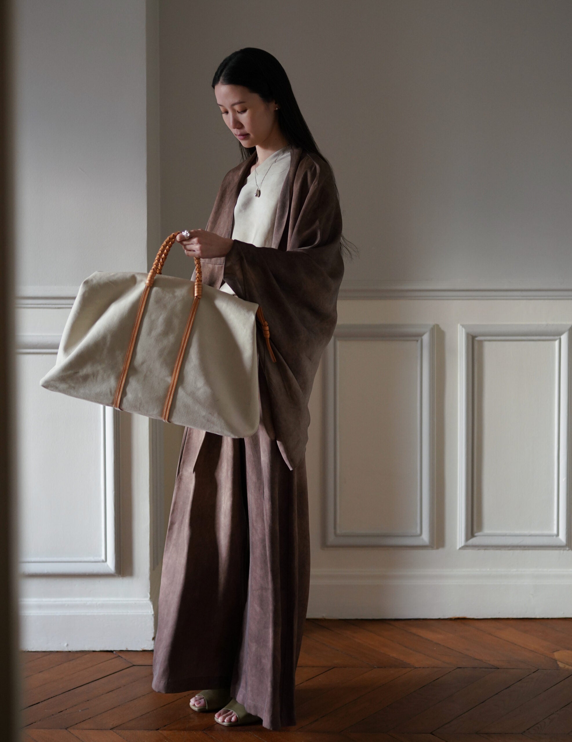 Woven Duffel Bag．Ivory