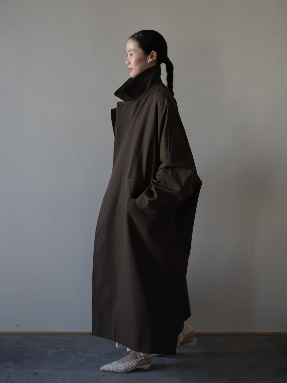 Wool Cotton Trench Coat・Khaki