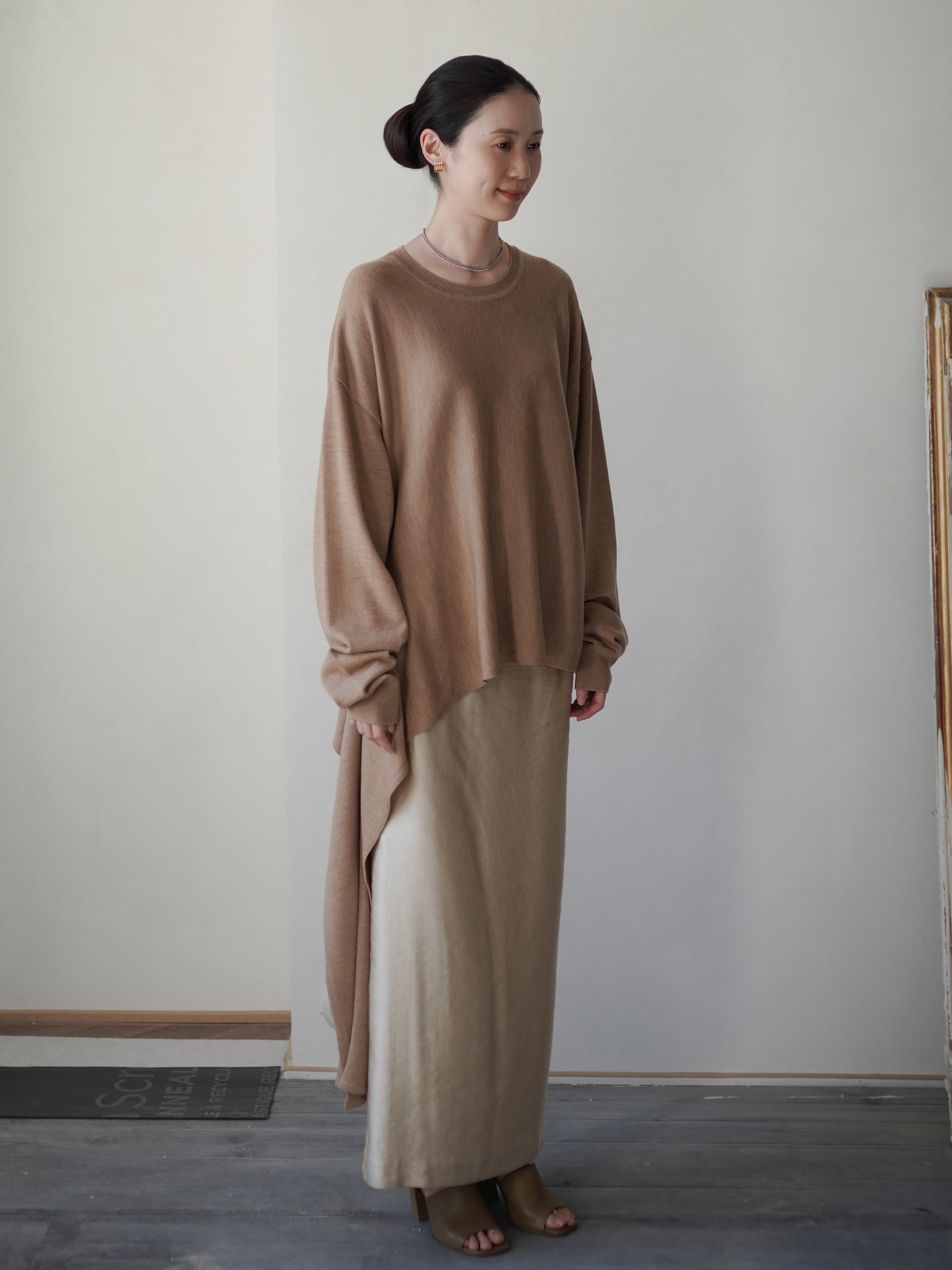 Anemo 側綁帶美麗諾羊毛針織衫・米色