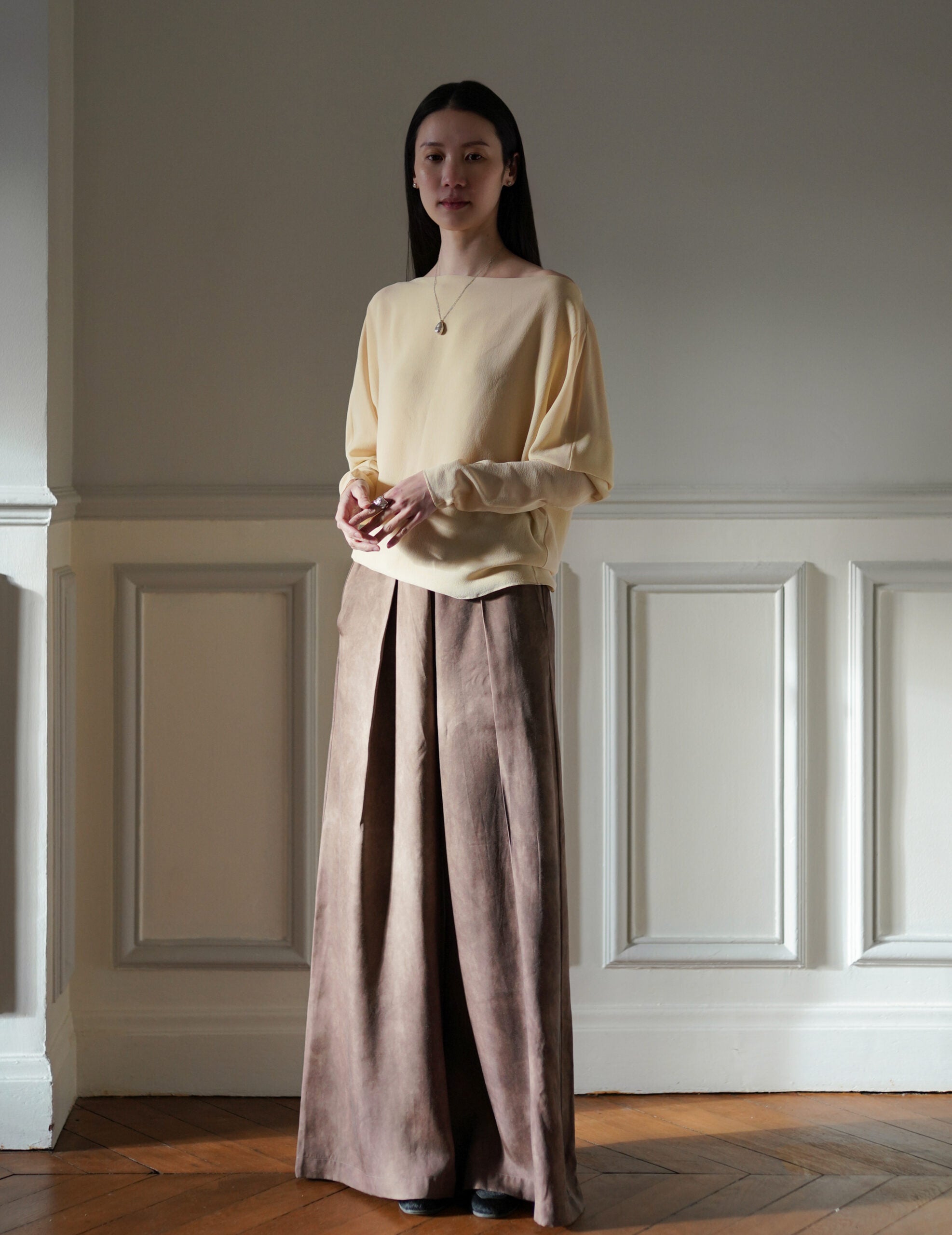 Trouble 雙層雪紡上衣・米色