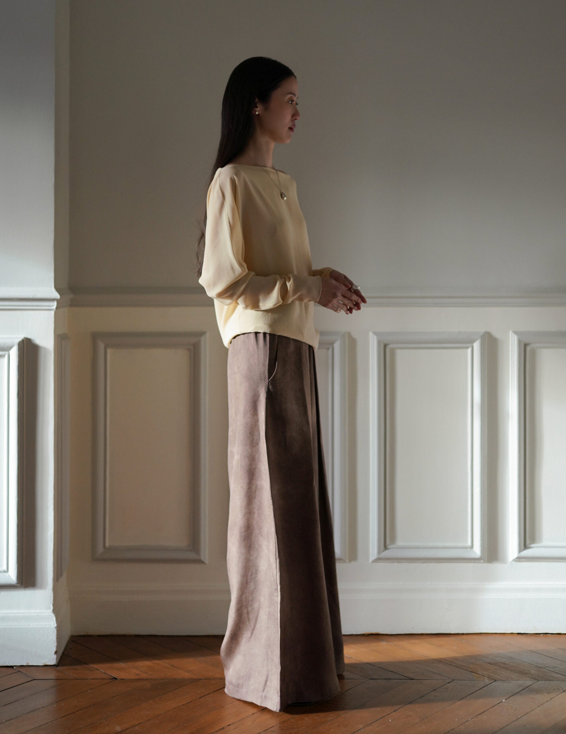 Trouble 雙層雪紡上衣・米色