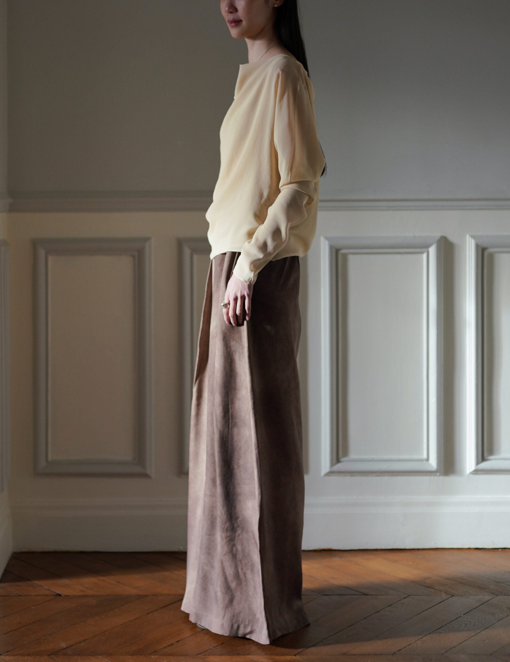 Trouble 雙層雪紡上衣・米色