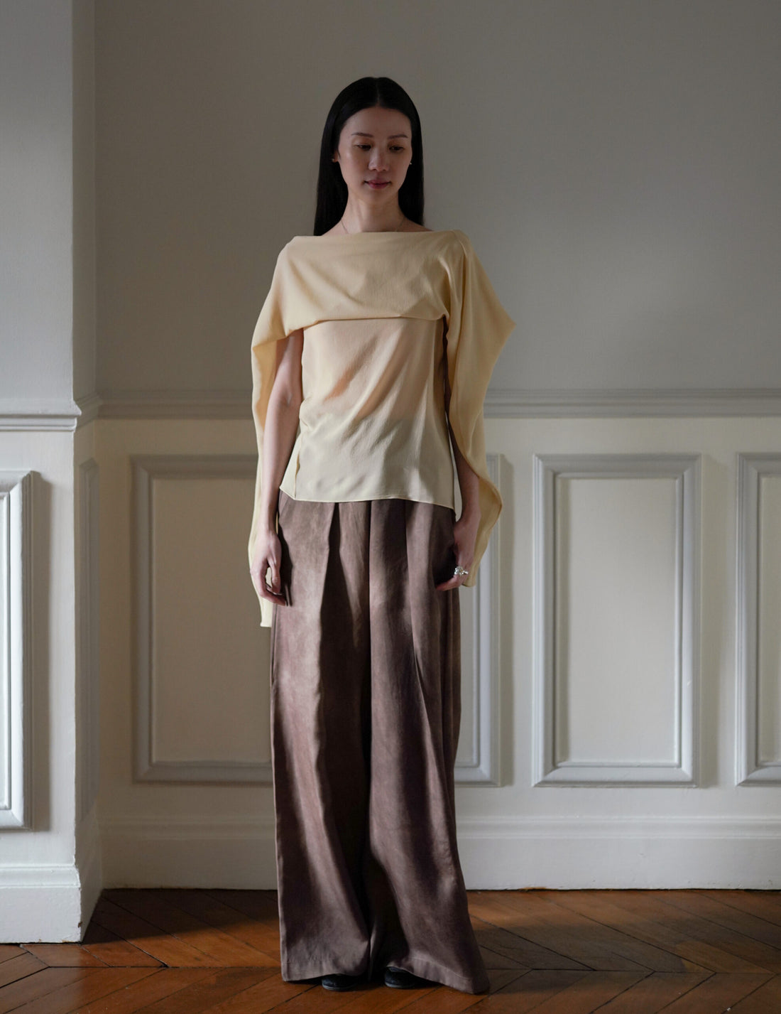 Trouble 雙層雪紡上衣・米色