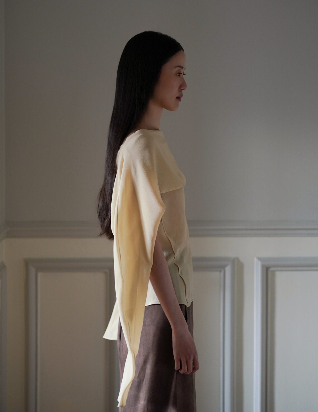 Trouble 雙層雪紡上衣・米色