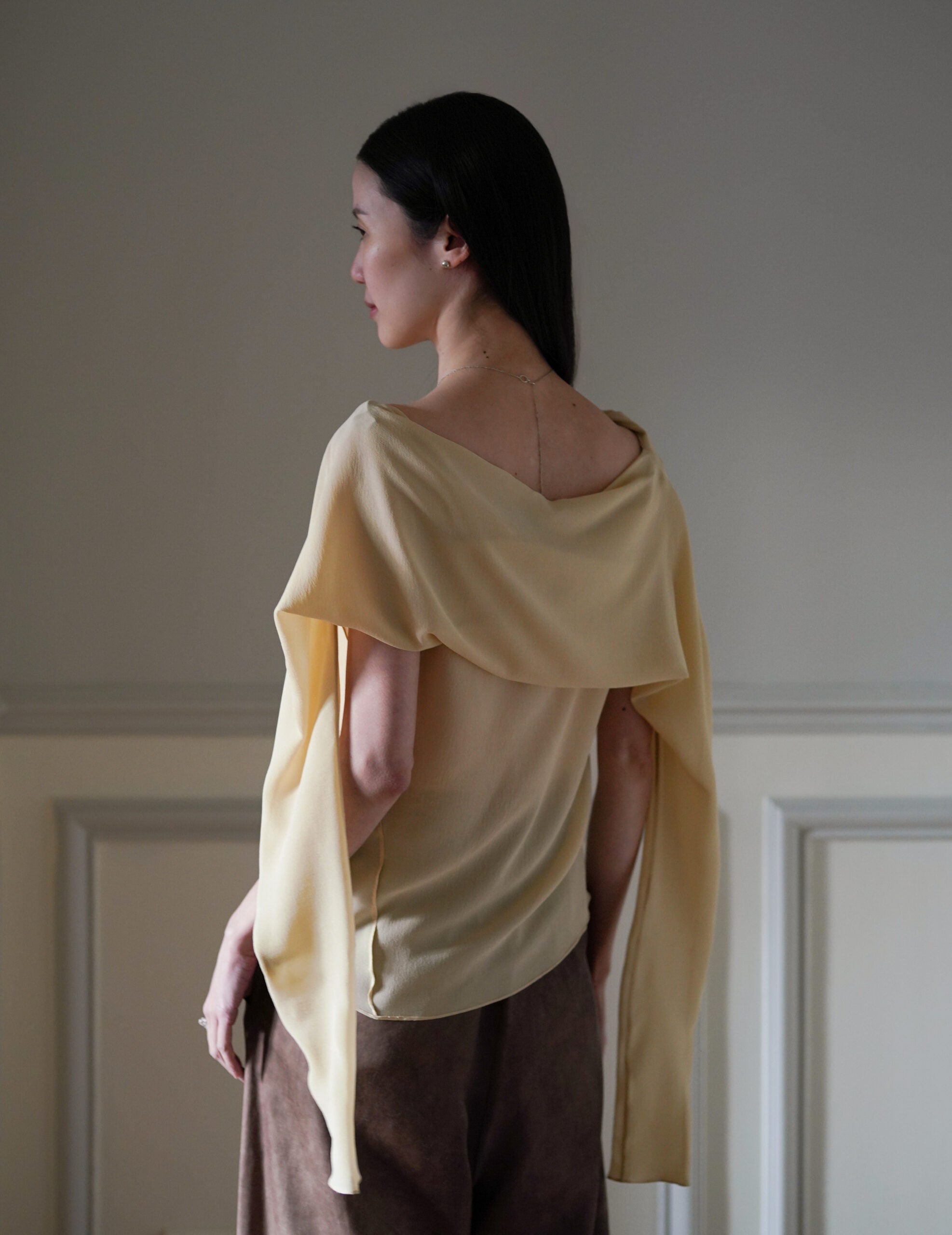 Trouble 雙層雪紡上衣・米色