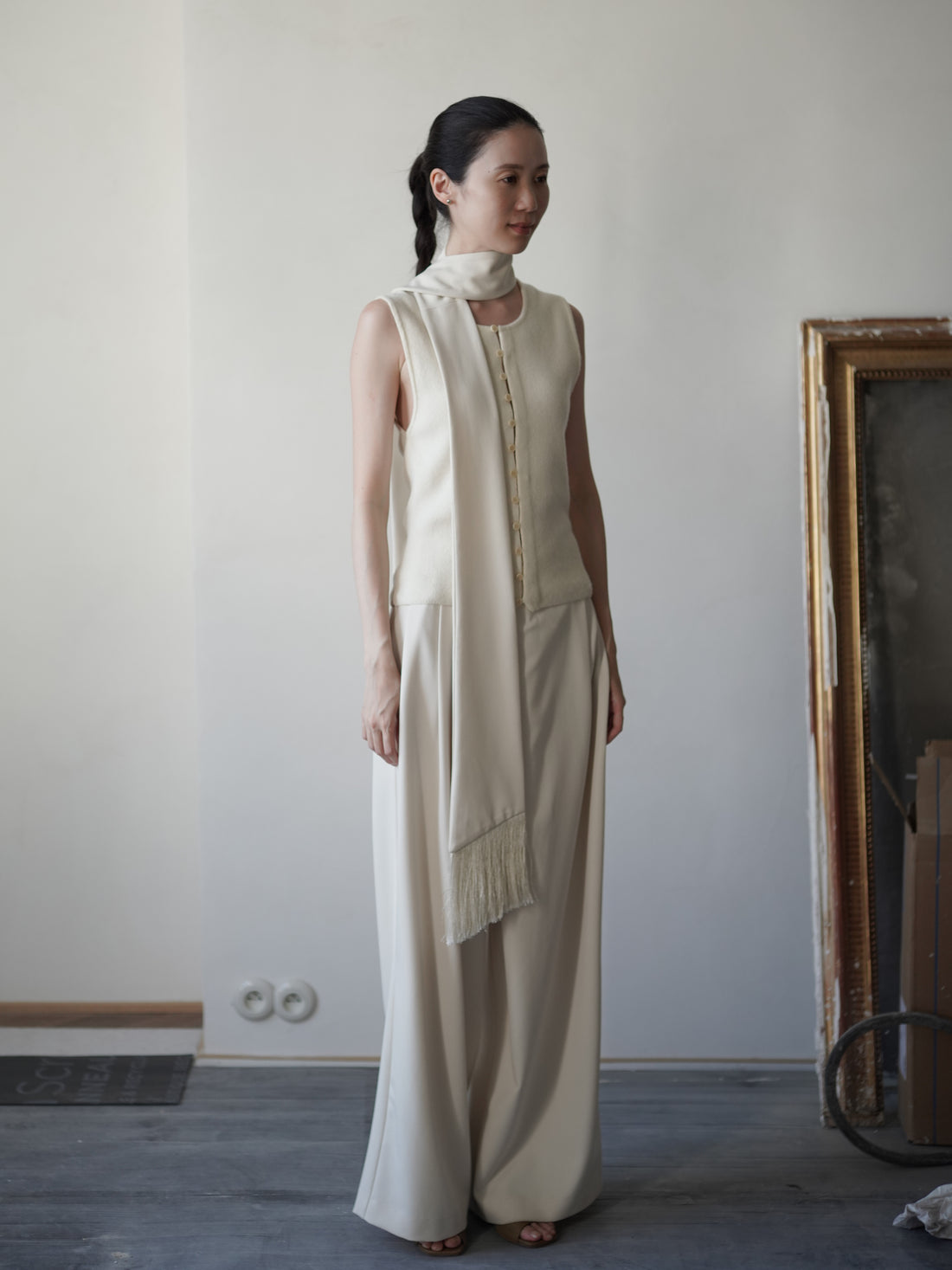 BAKHROMA 流蘇腰帶・象牙白