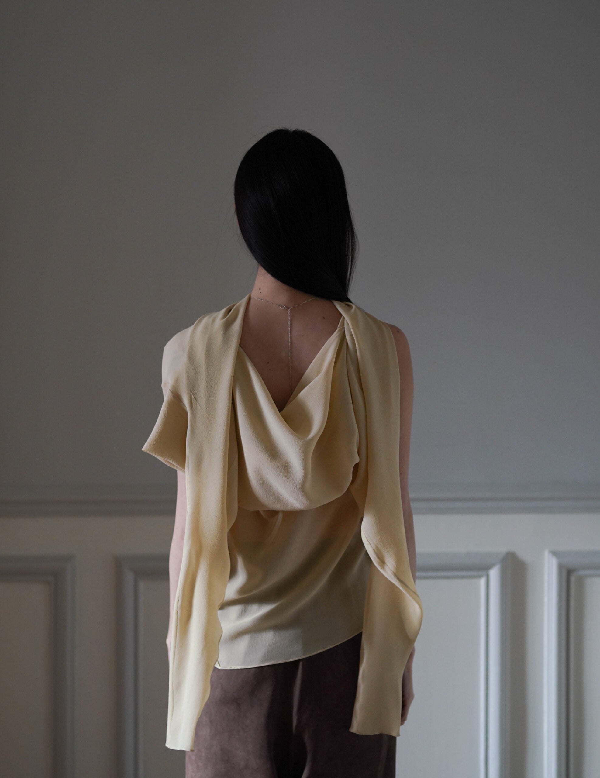 Trouble 雙層雪紡上衣・米色