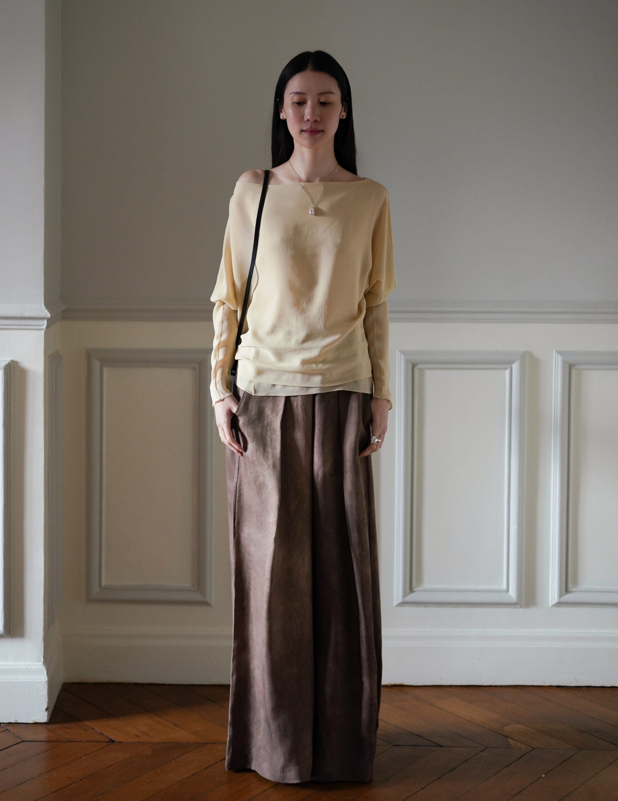 Trouble 雙層雪紡上衣・米色