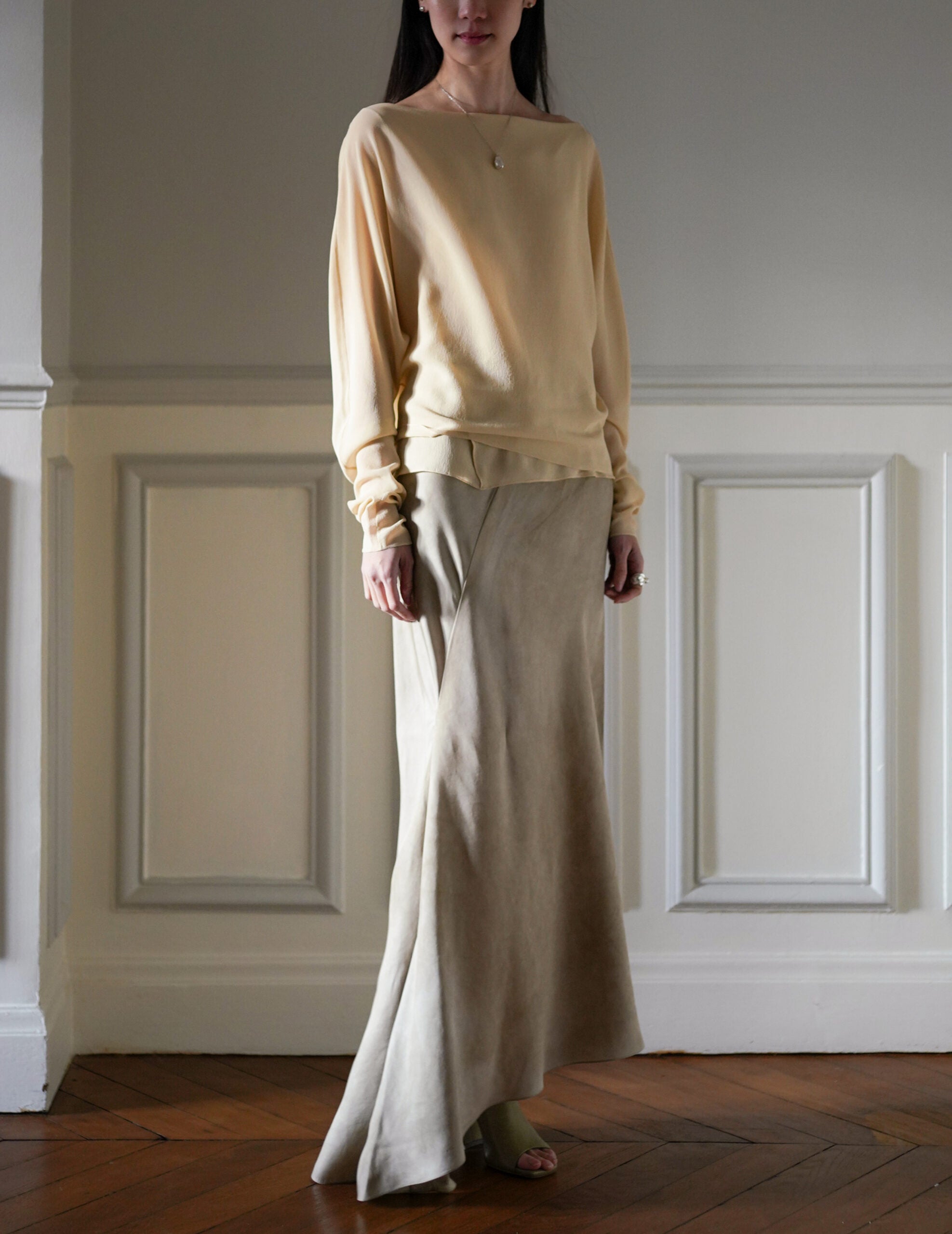 Opalo 不對稱半裙・珍珠色