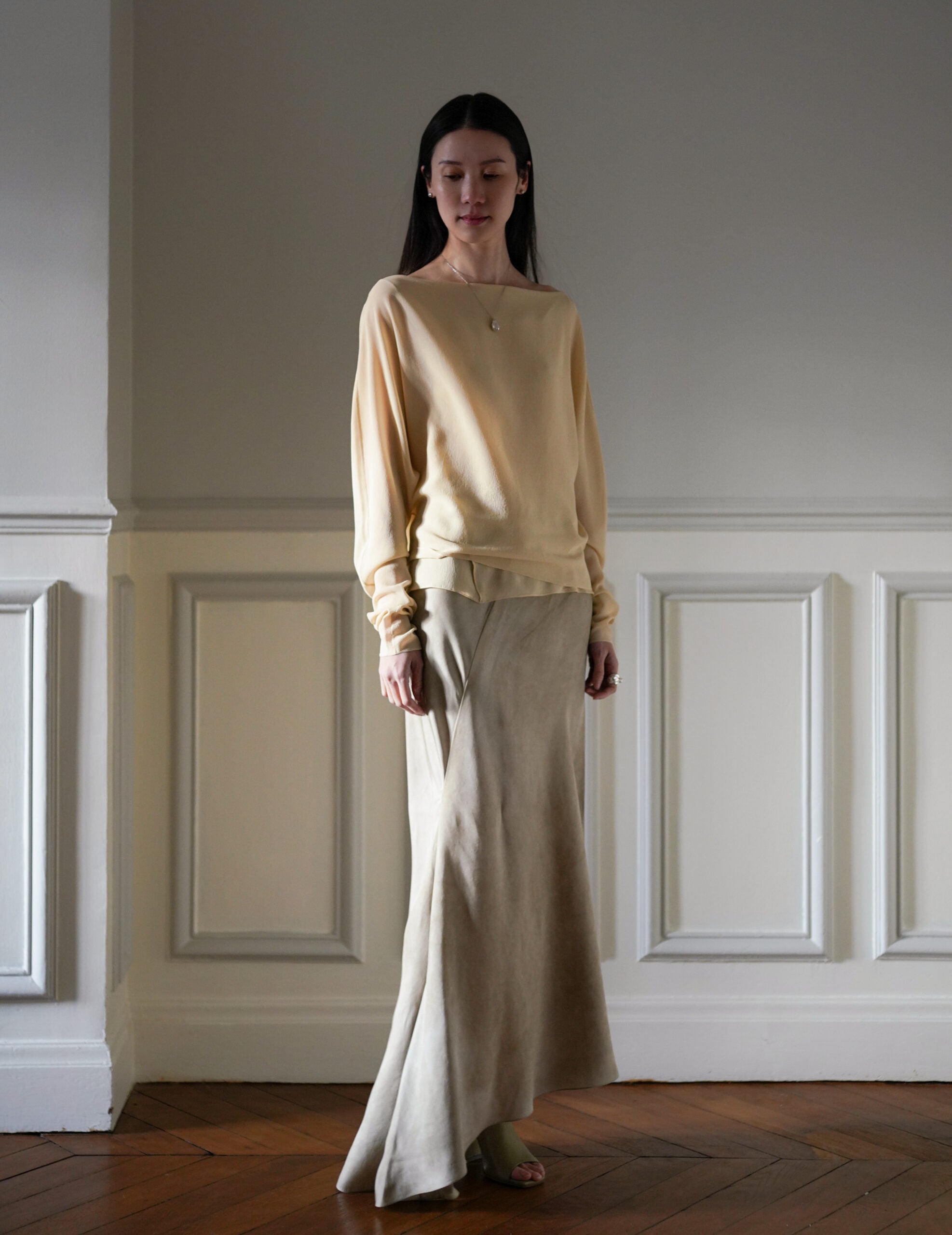 Trouble 雙層雪紡上衣・米色