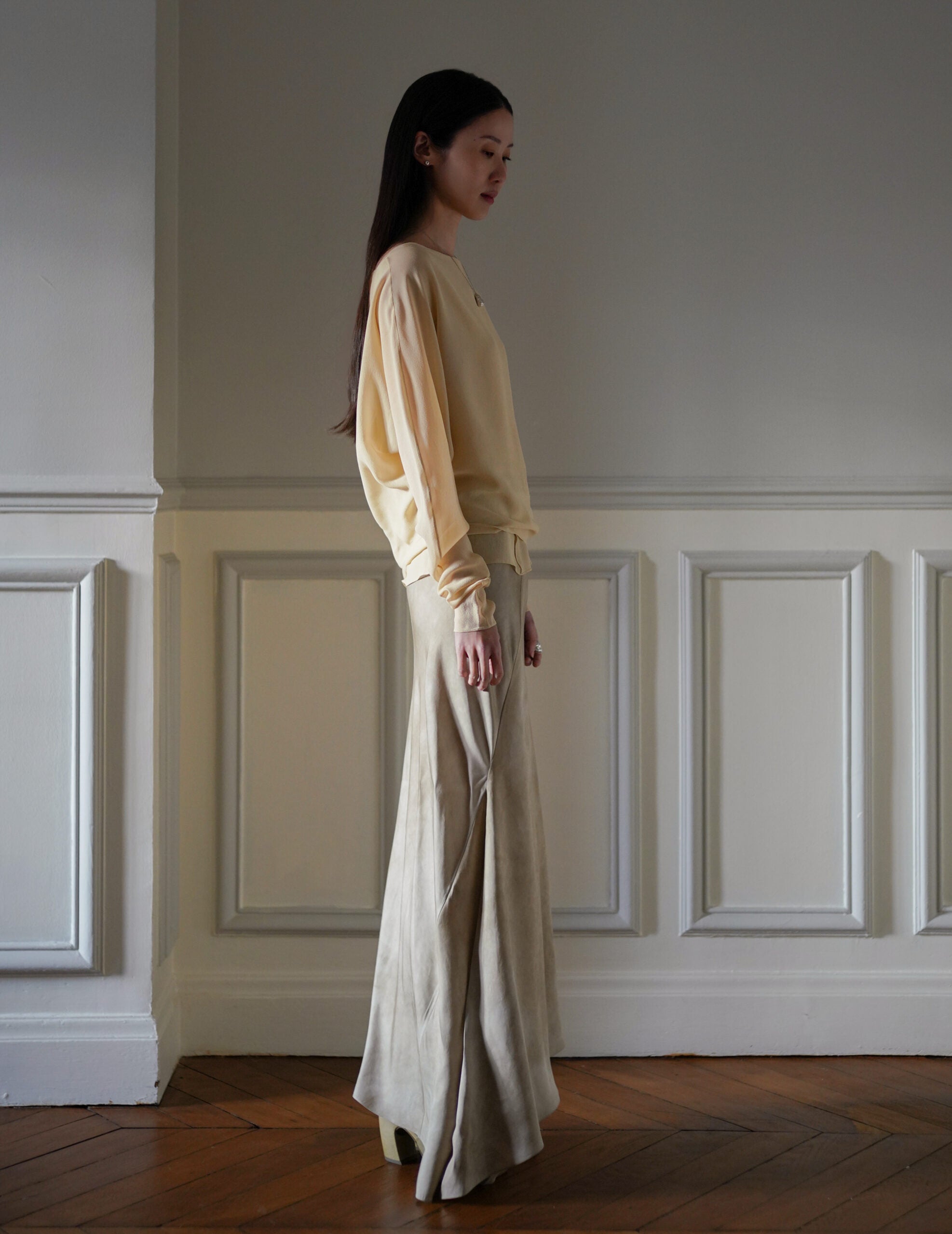 Trouble 雙層雪紡上衣・米色