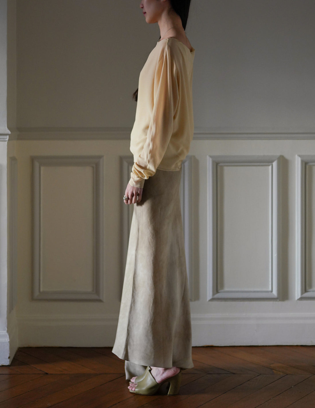 Trouble 雙層雪紡上衣・米色