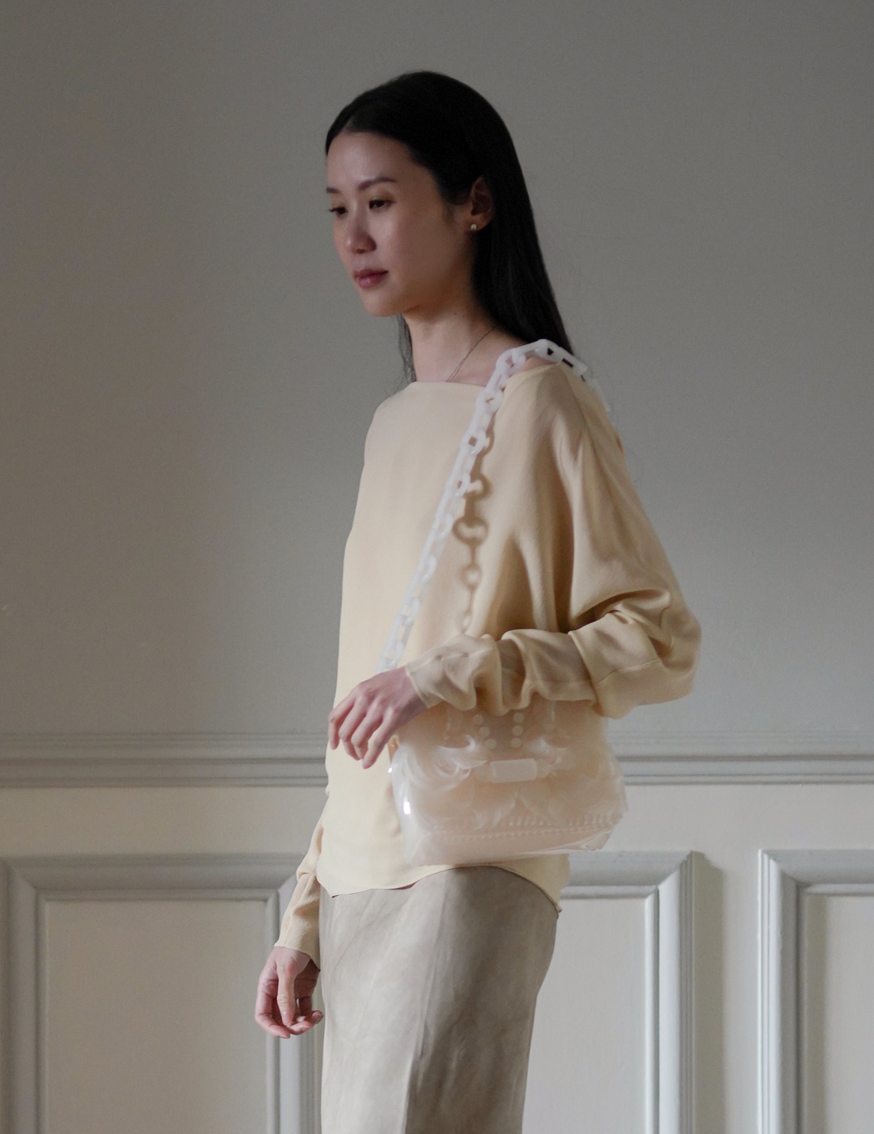 Transparent Sculptural Mini Chain Bag・White