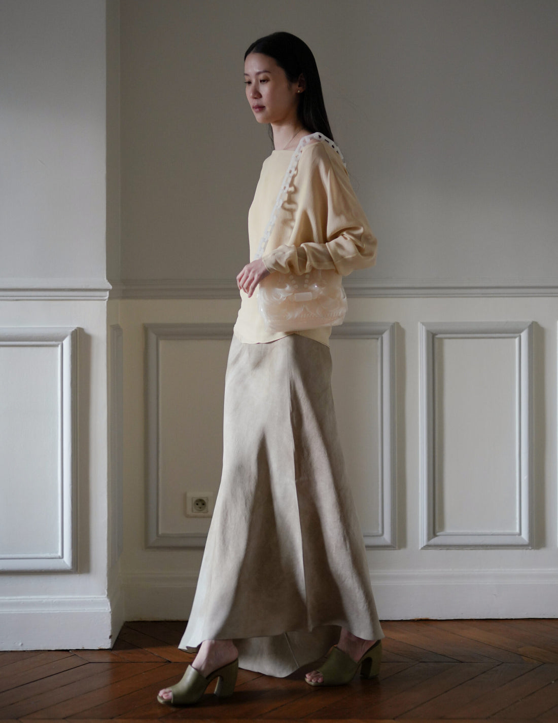 浮雕透明鍊帶迷你包・白色