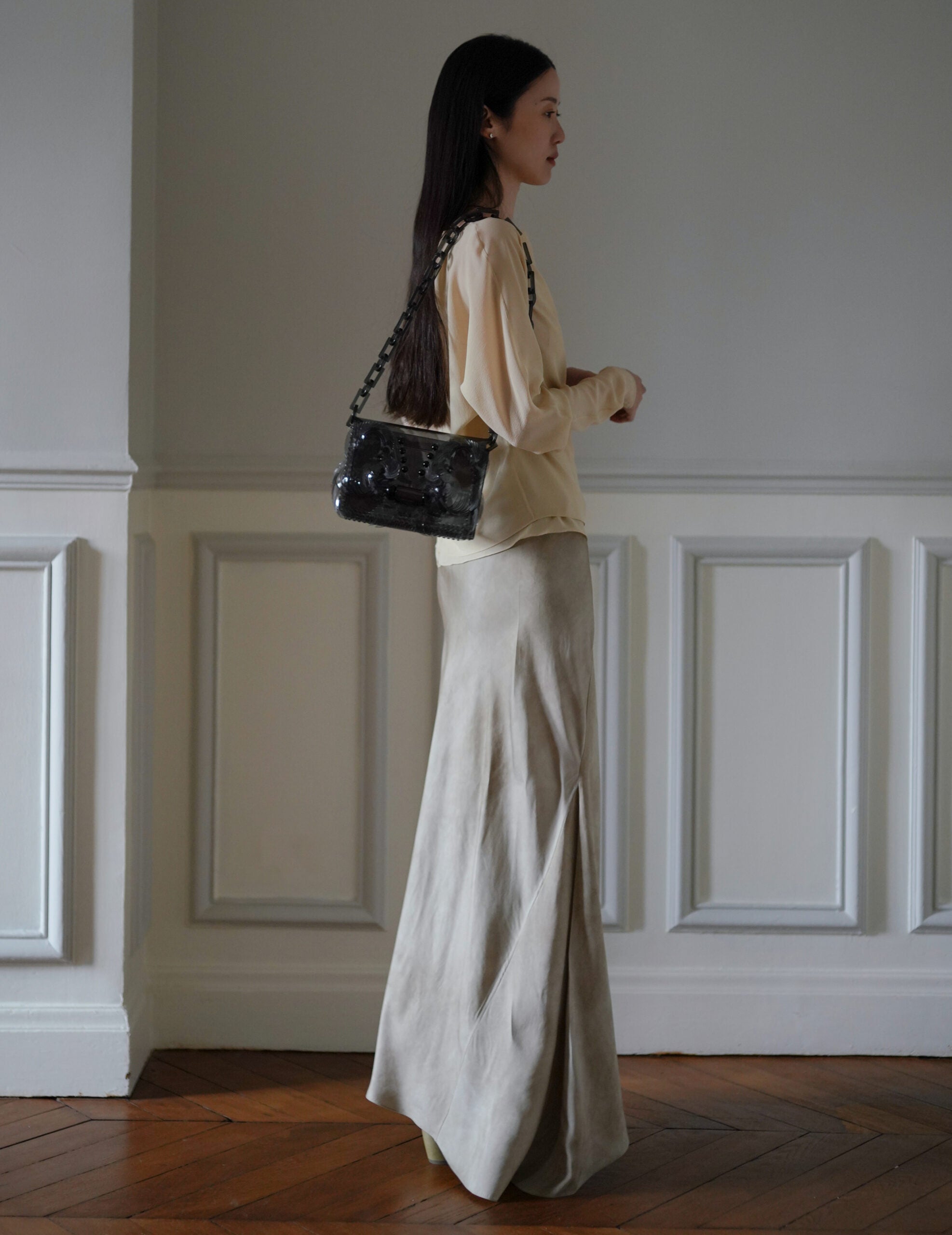 Transparent Sculptural Mini Chain Bag・Black