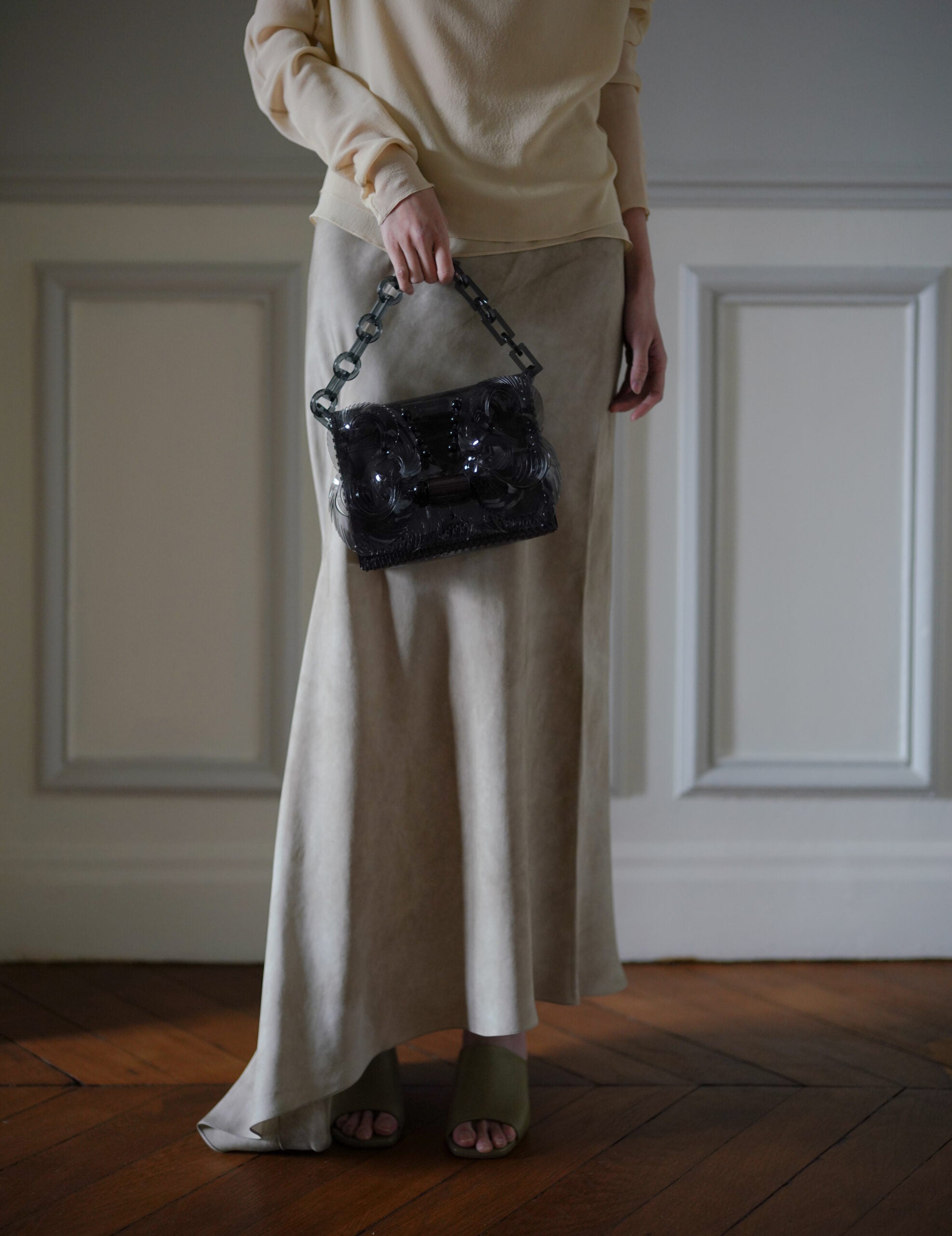 Transparent Sculptural Mini Chain Bag・Black