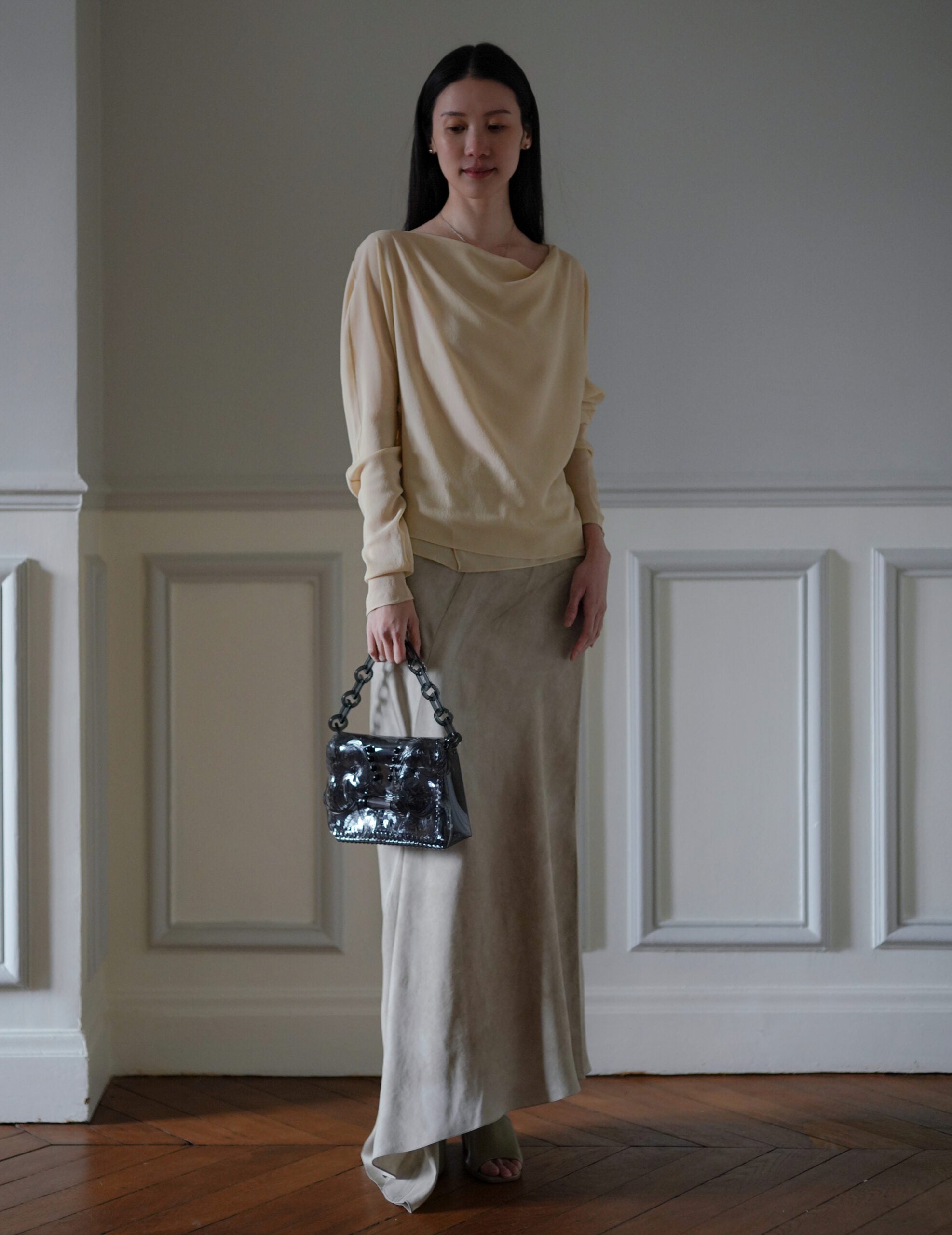 Transparent Sculptural Mini Chain Bag・Black