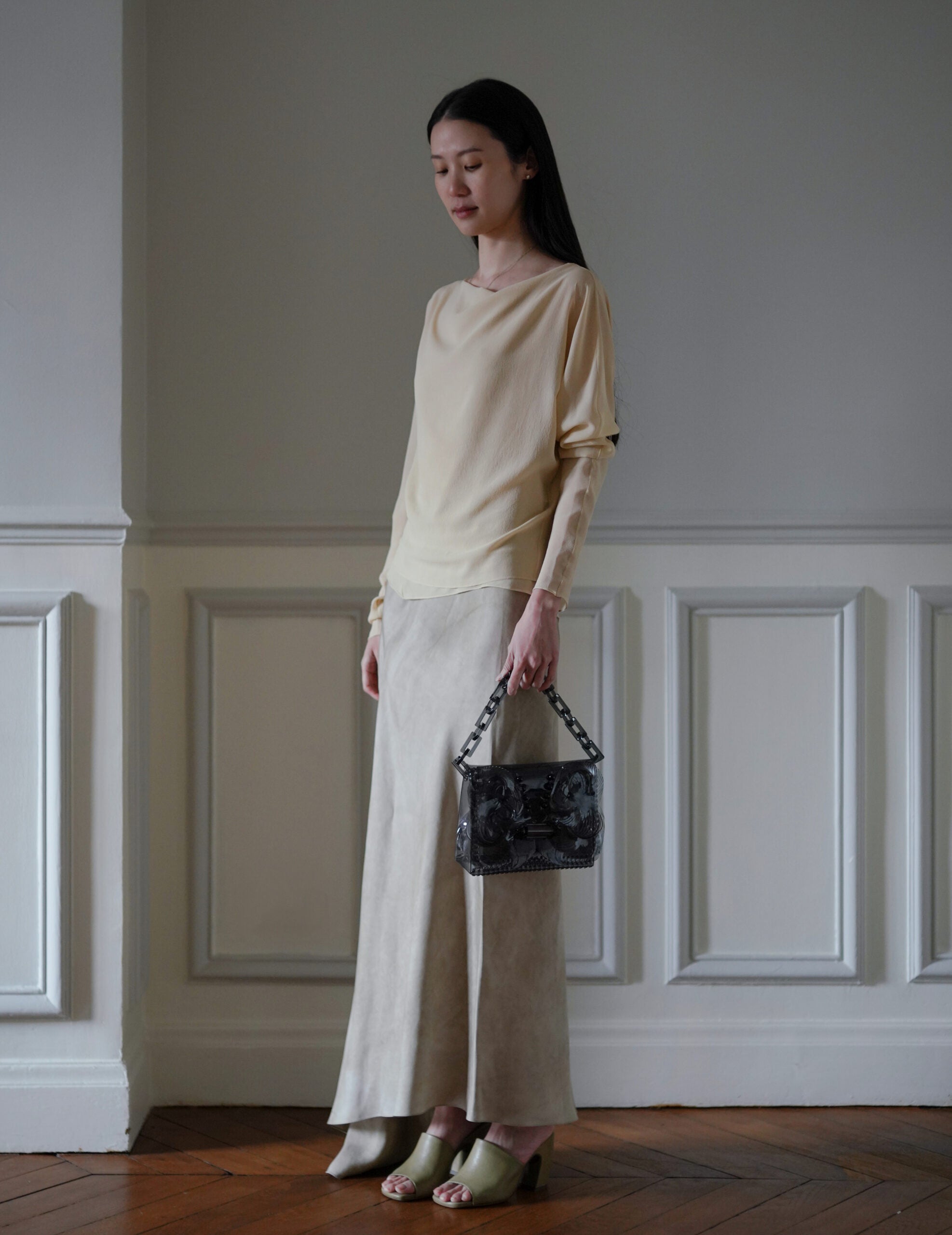 Transparent Sculptural Mini Chain Bag・Black