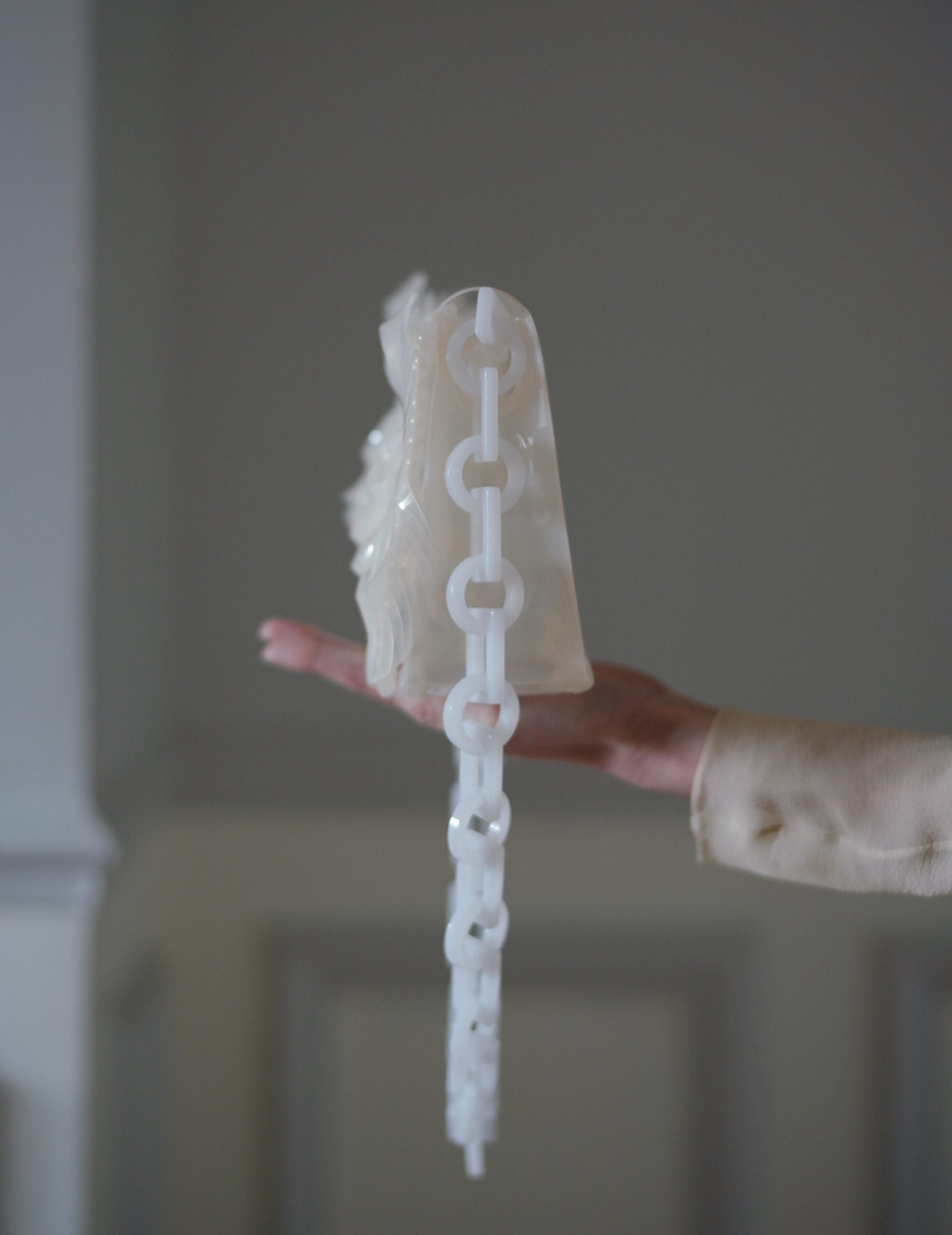 Transparent Sculptural Mini Chain Bag・White