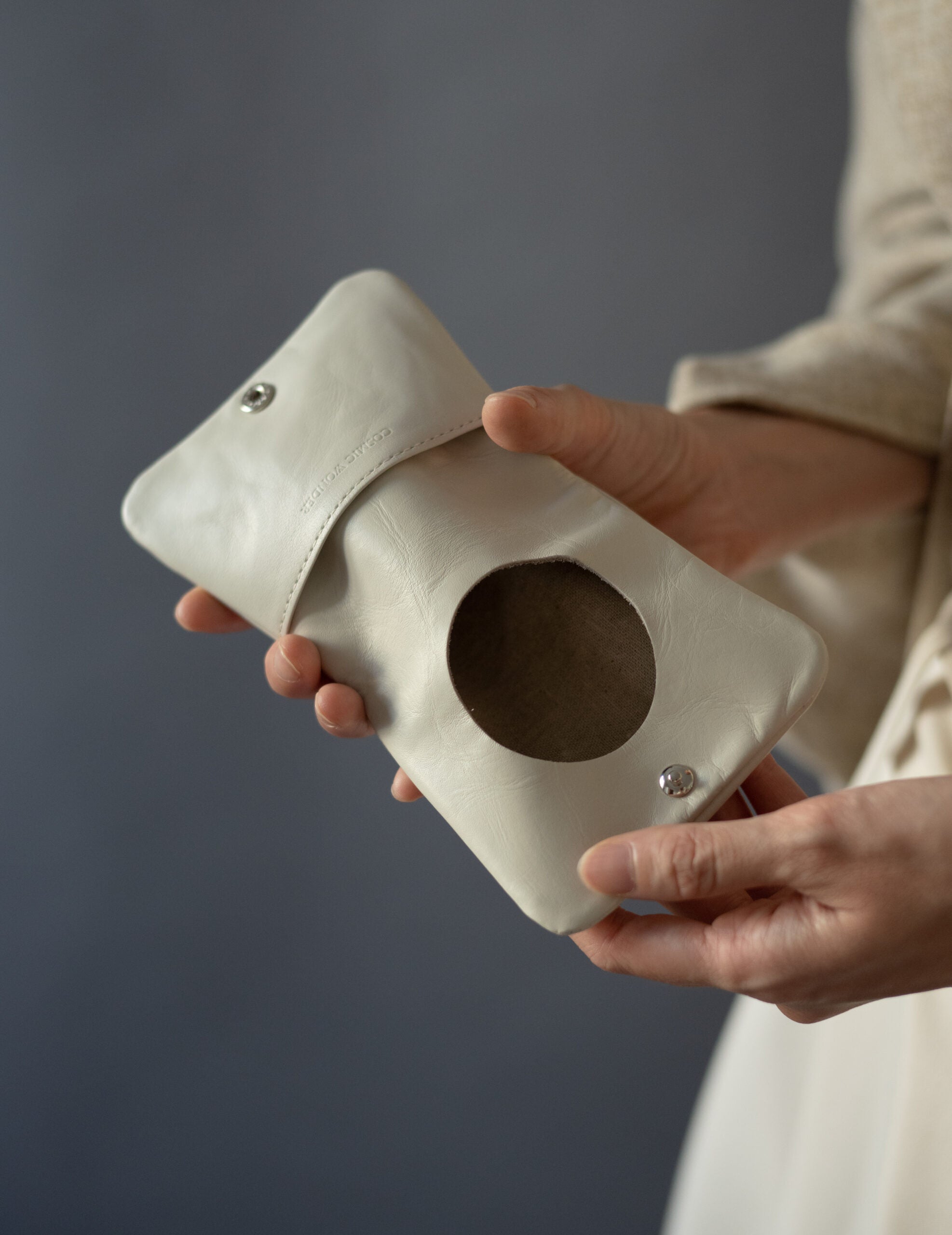 Light Leather Coin Case・Grey