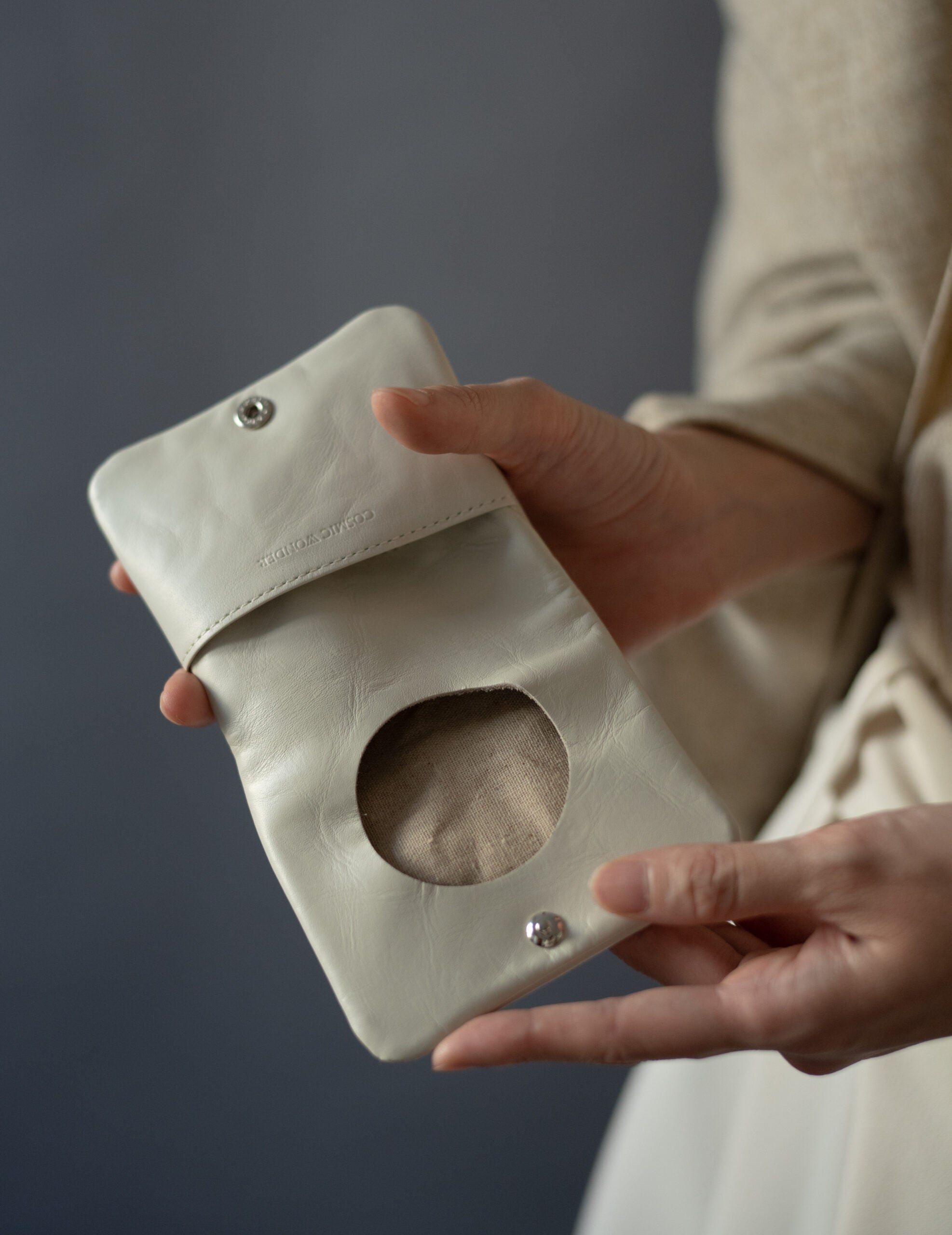 Light Leather Coin Case・Grey