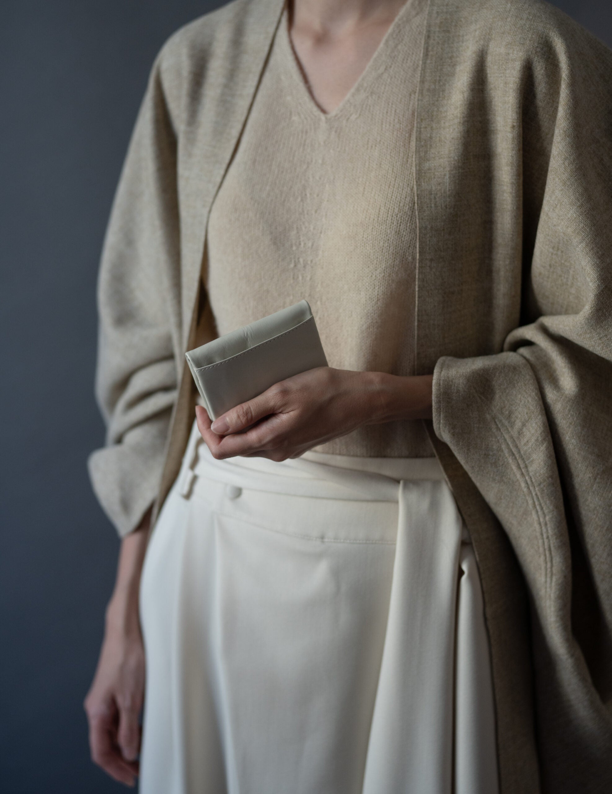 Light Leather Coin Case・Grey