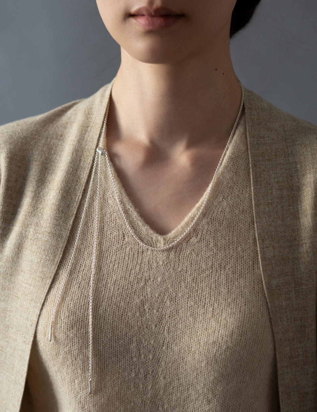 Cord 可調節長鍊・銀色