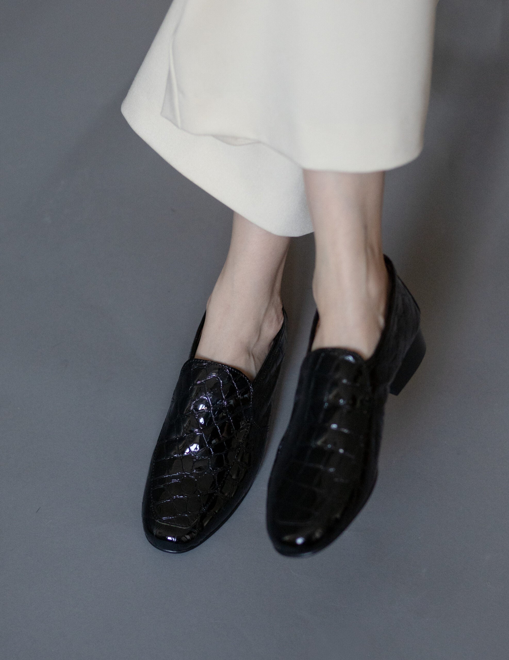 Léo Louisiana 鱷魚紋皮鞋・黑色