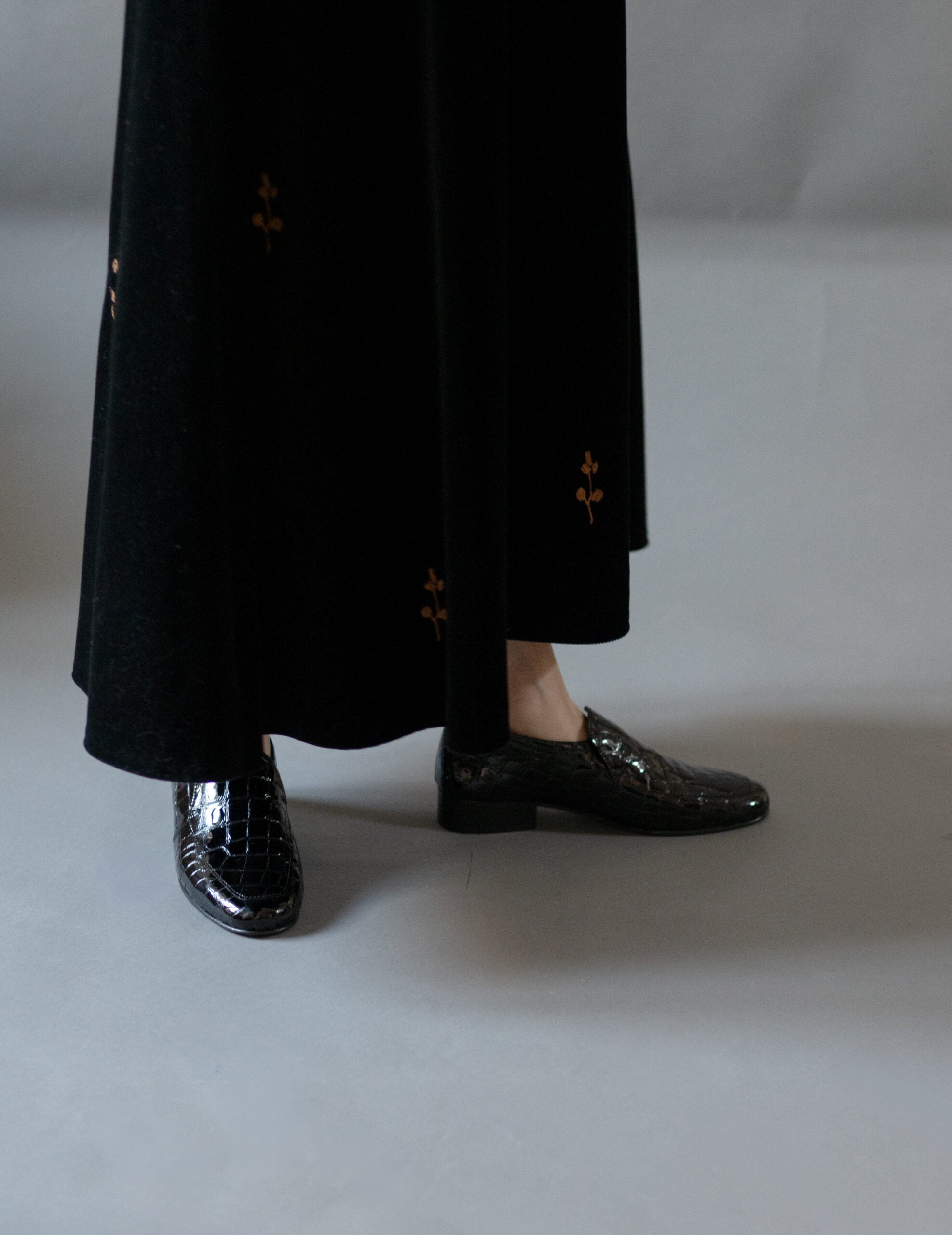 Léo Louisiana 鱷魚紋皮鞋・黑色