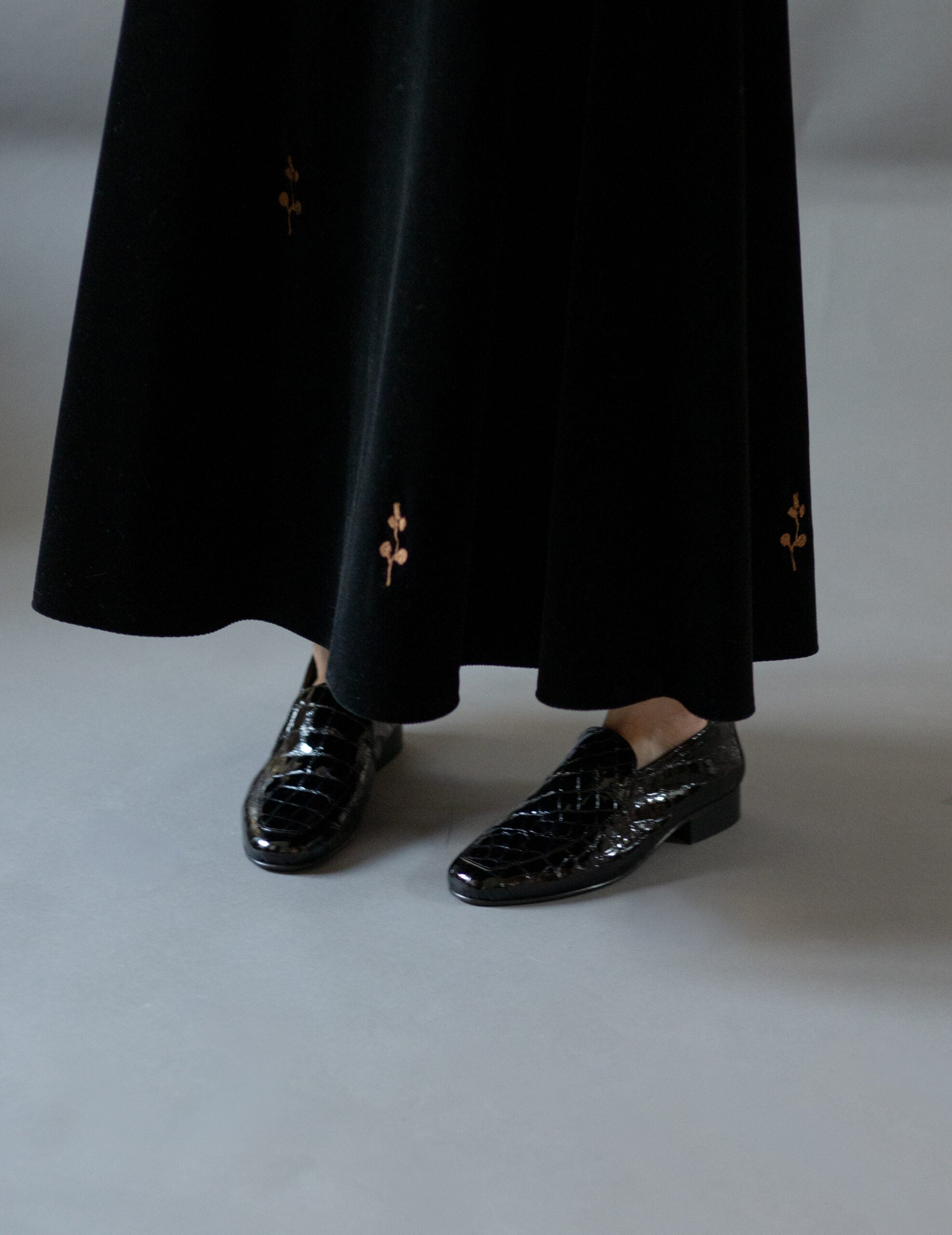 Léo Louisiana 鱷魚紋皮鞋・黑色