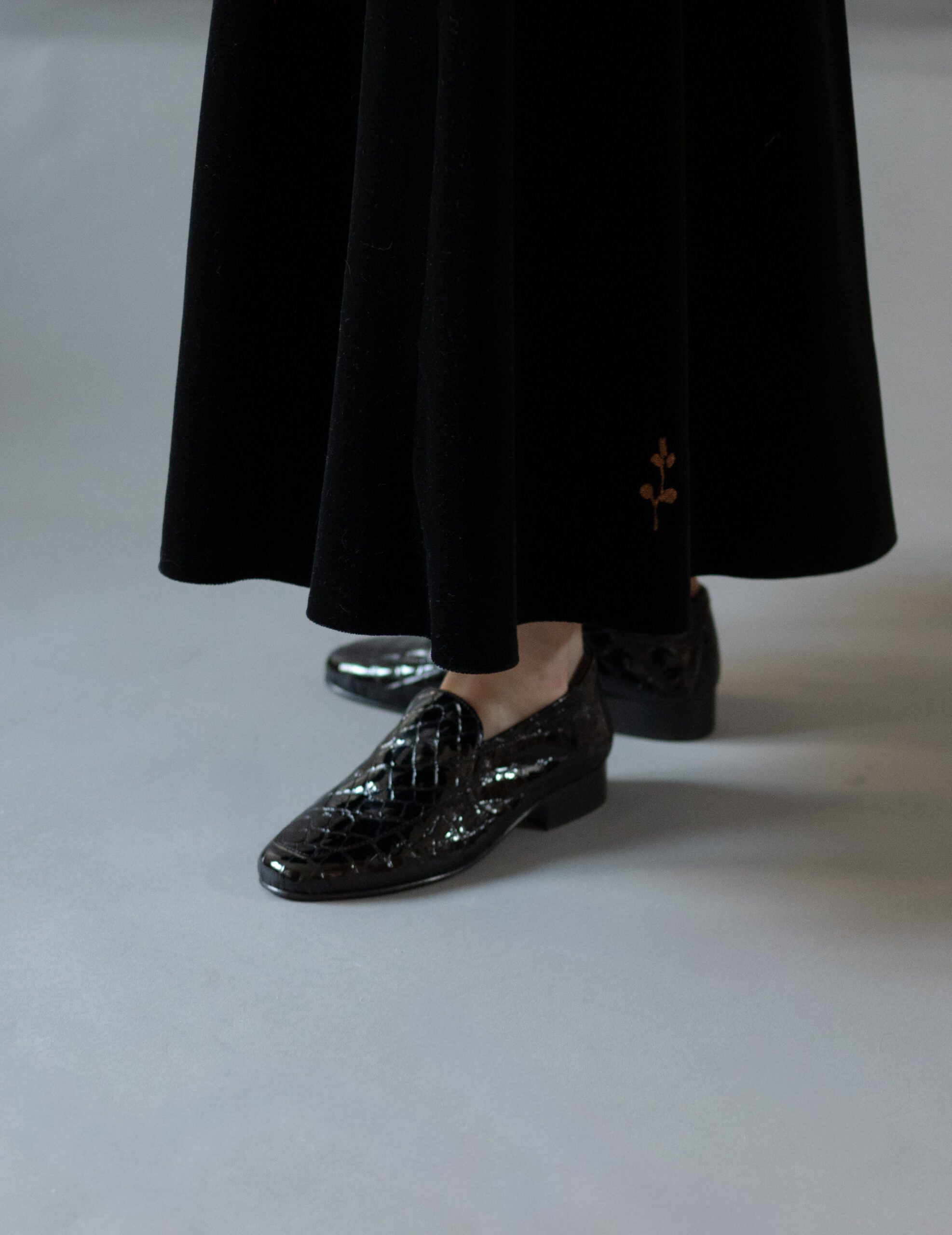 Léo Louisiana 鱷魚紋皮鞋・黑色