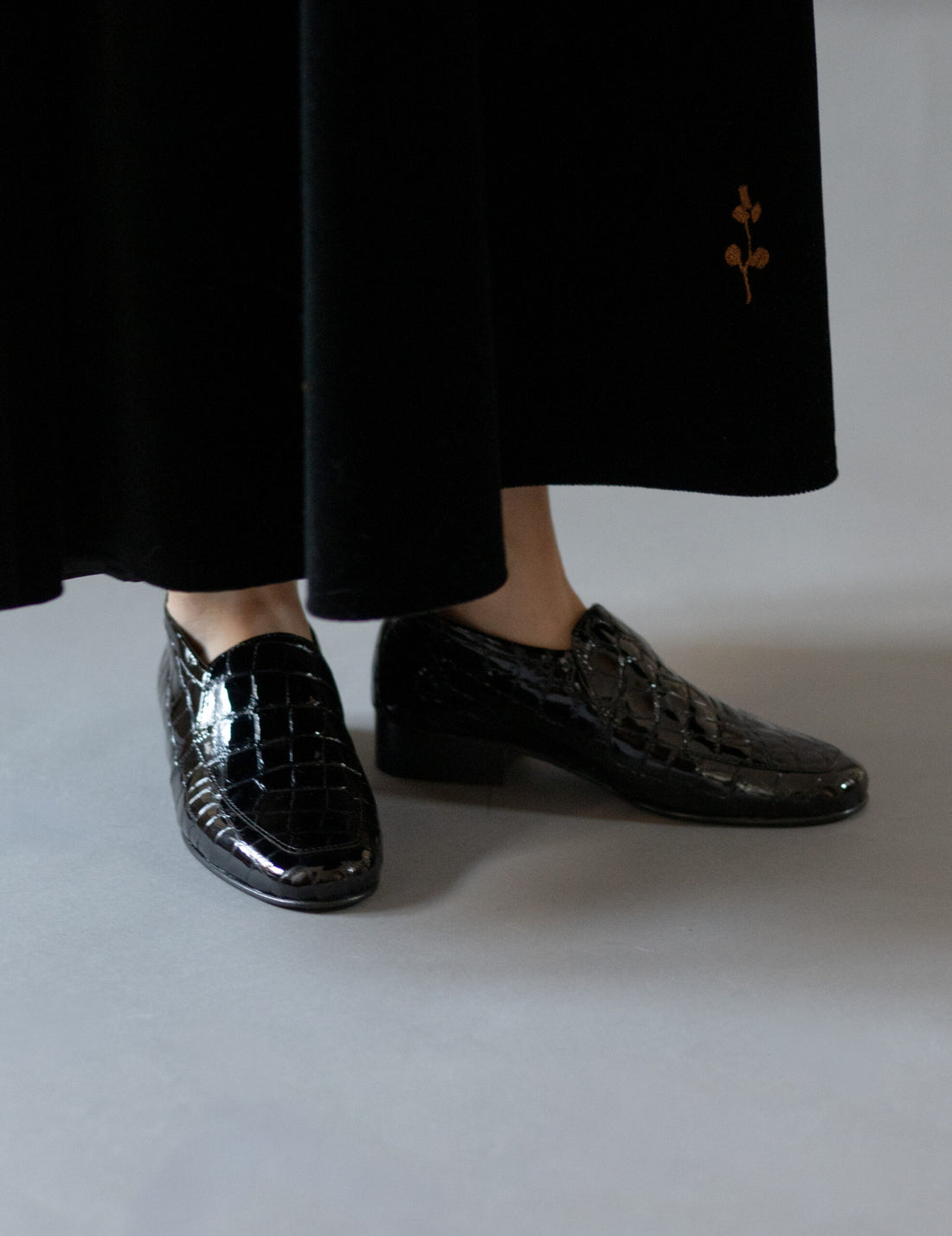 Léo Louisiana 鱷魚紋皮鞋・黑色