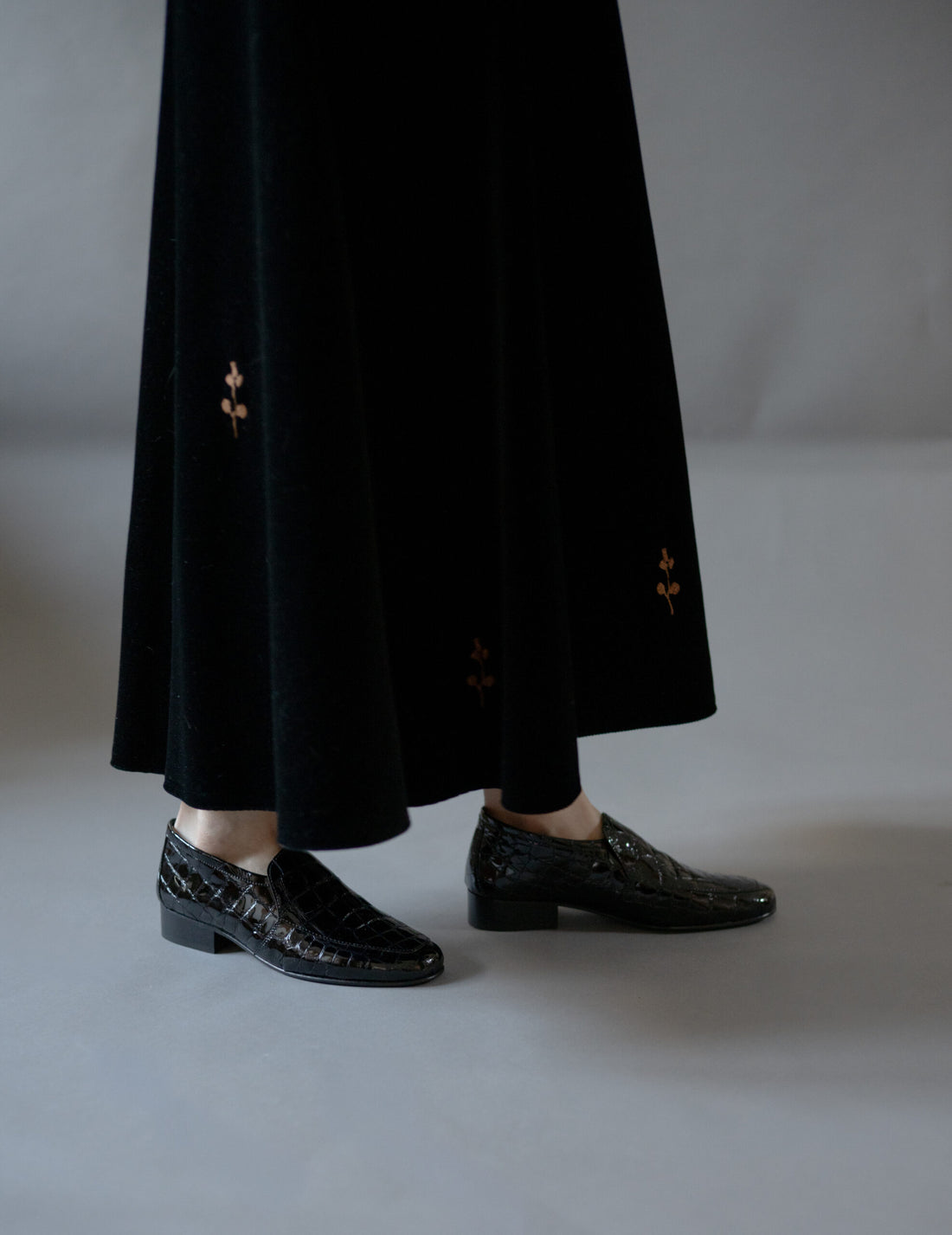 Léo Louisiana 鱷魚紋皮鞋・黑色