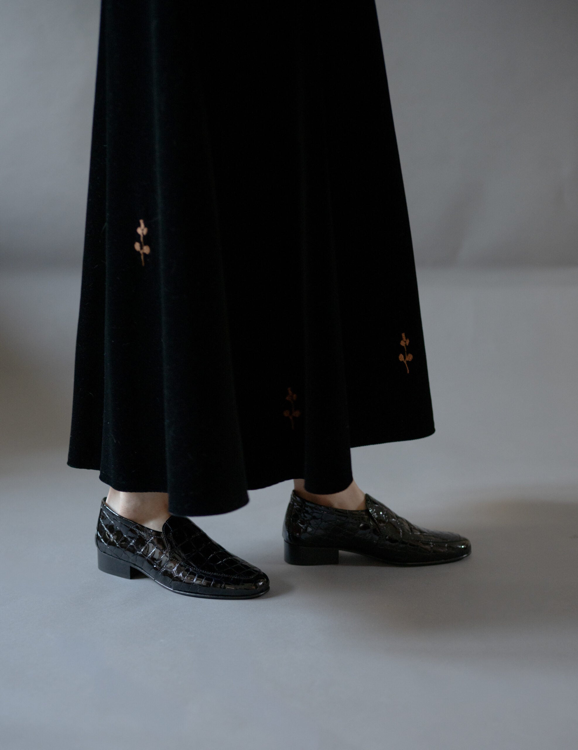 Léo Louisiana 鱷魚紋皮鞋・黑色