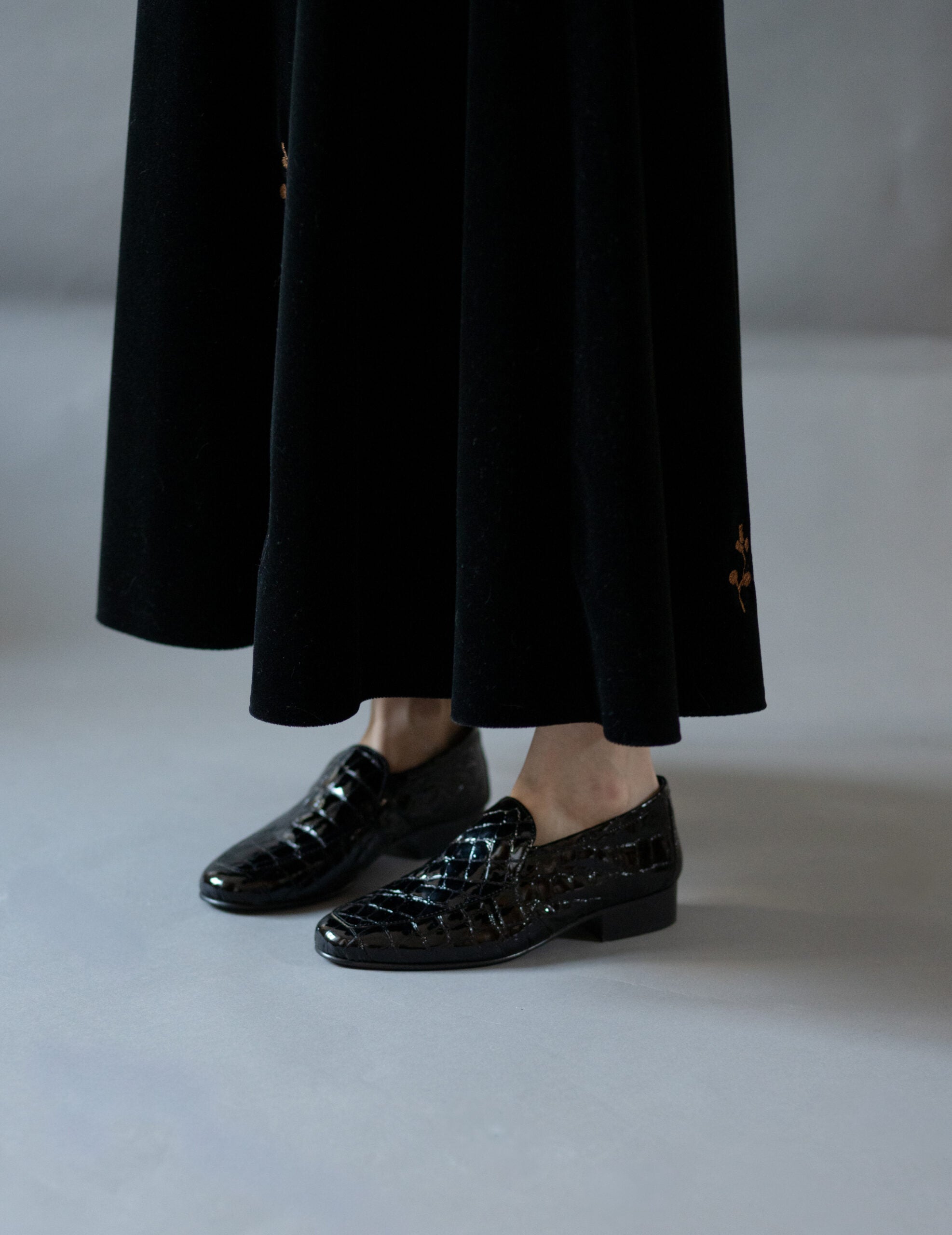 Léo Louisiana 鱷魚紋皮鞋・黑色