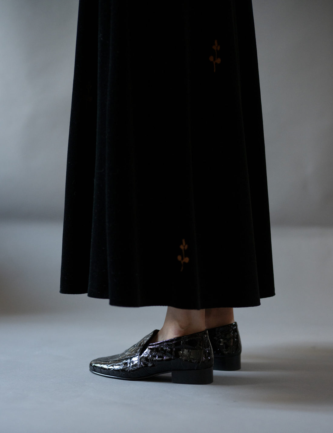 Léo Louisiana 鱷魚紋皮鞋・黑色