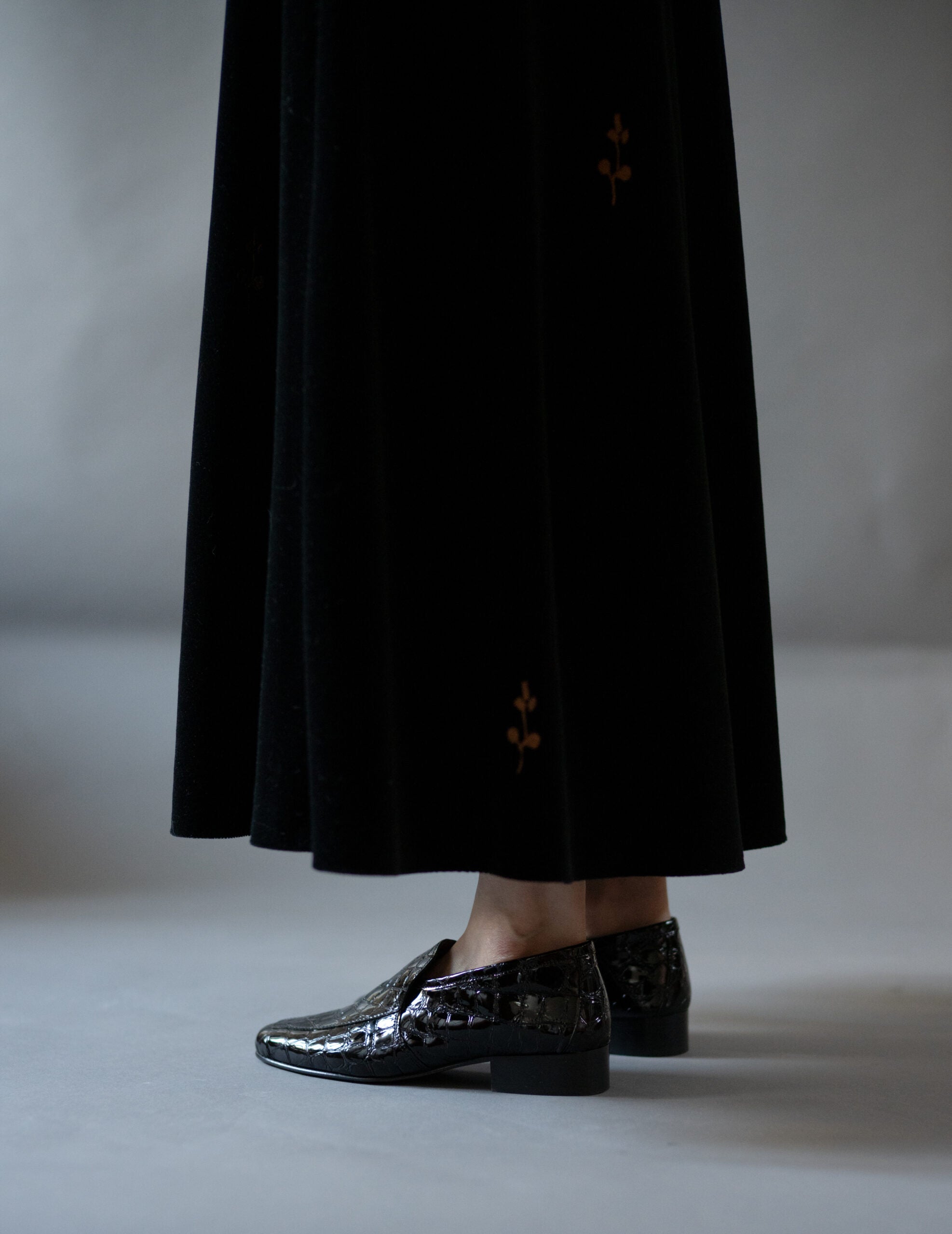 Léo Louisiana 鱷魚紋皮鞋・黑色