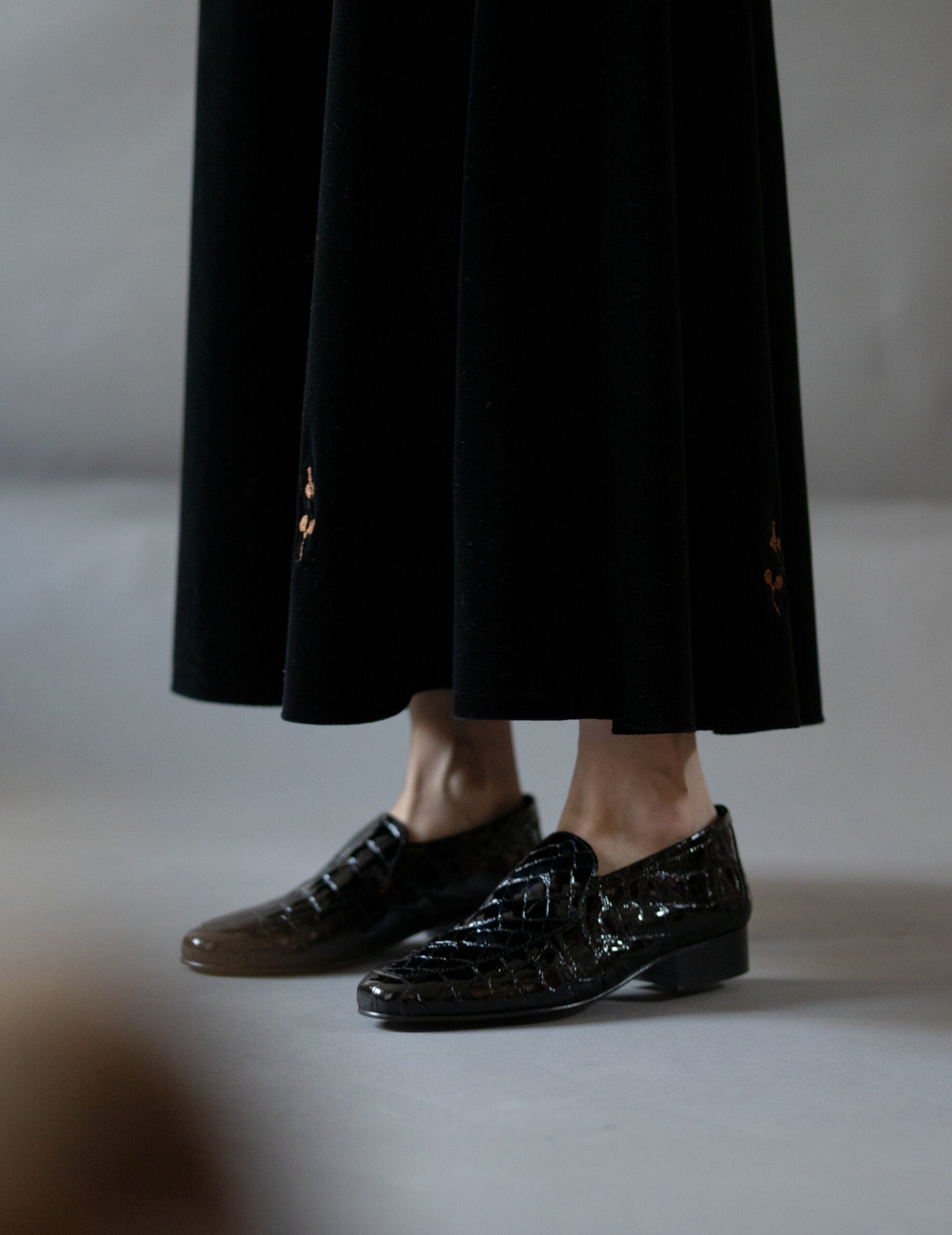 Léo Louisiana 鱷魚紋皮鞋・黑色