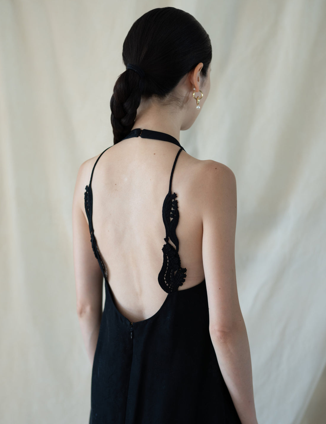 Floral Jacquard Camisole Dress・Black