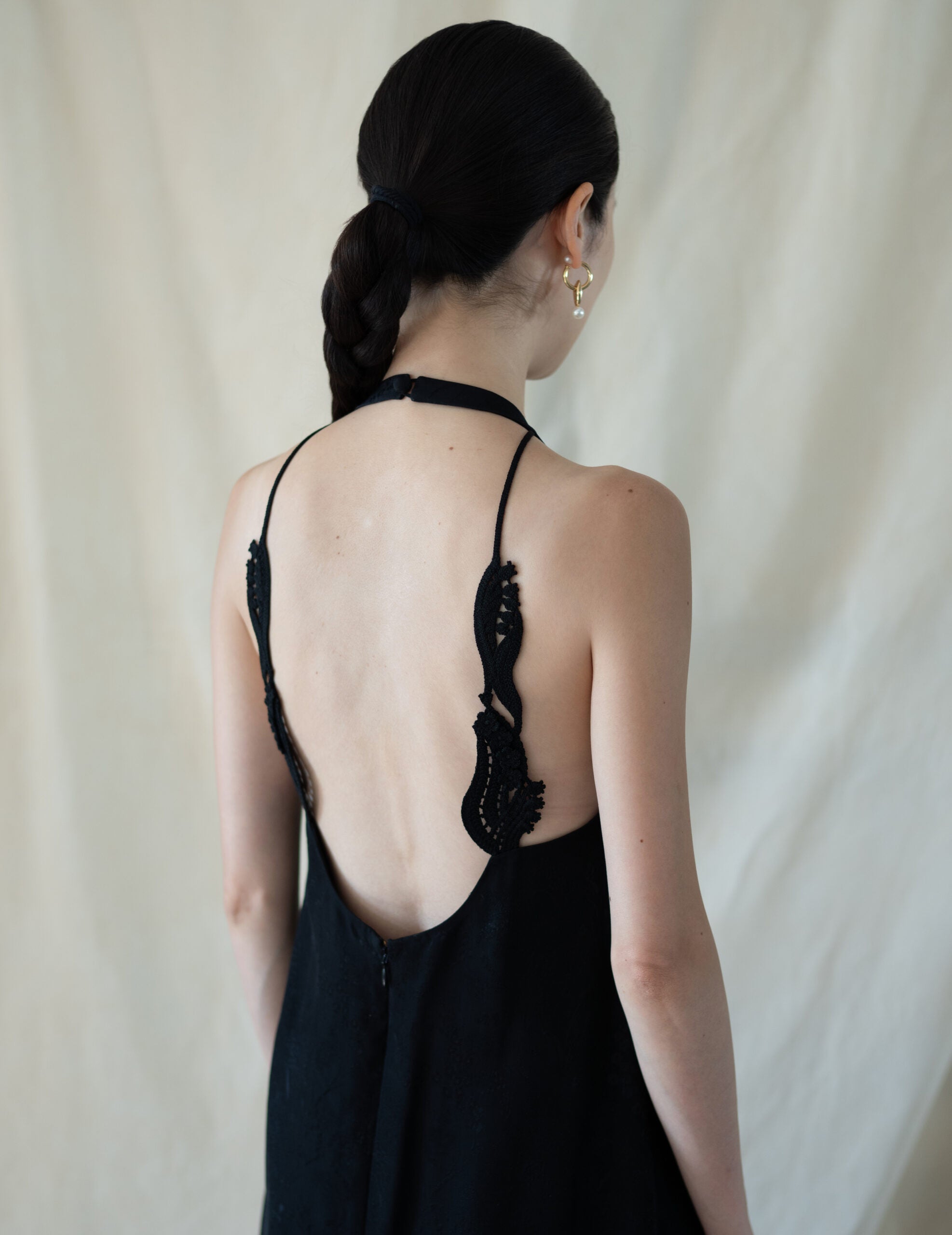 Floral Jacquard Camisole Dress・Black