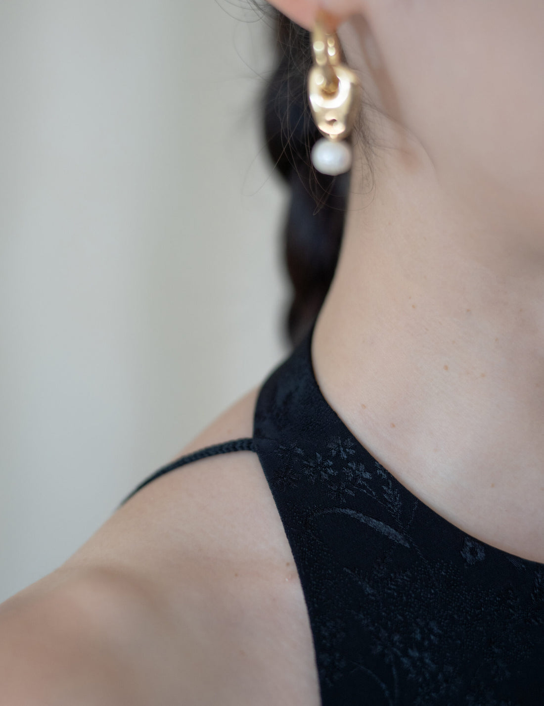 淡水珍珠耳環・金色