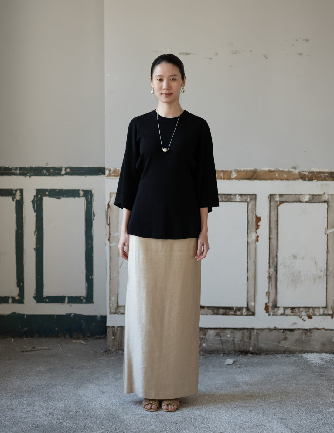 KAMA Merino Wool Top・Black